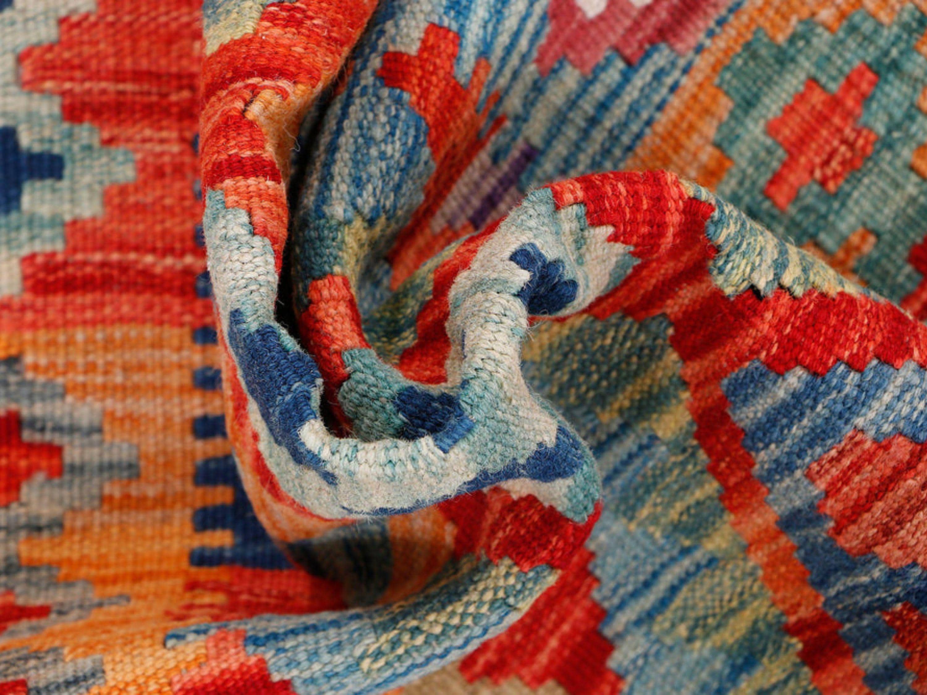 3x4 Kilim Rug, Small Afghan Wool Flatweave Accent Rug, Handwoven Veggie Dye Multicolor Entryway Kitchen Decor
