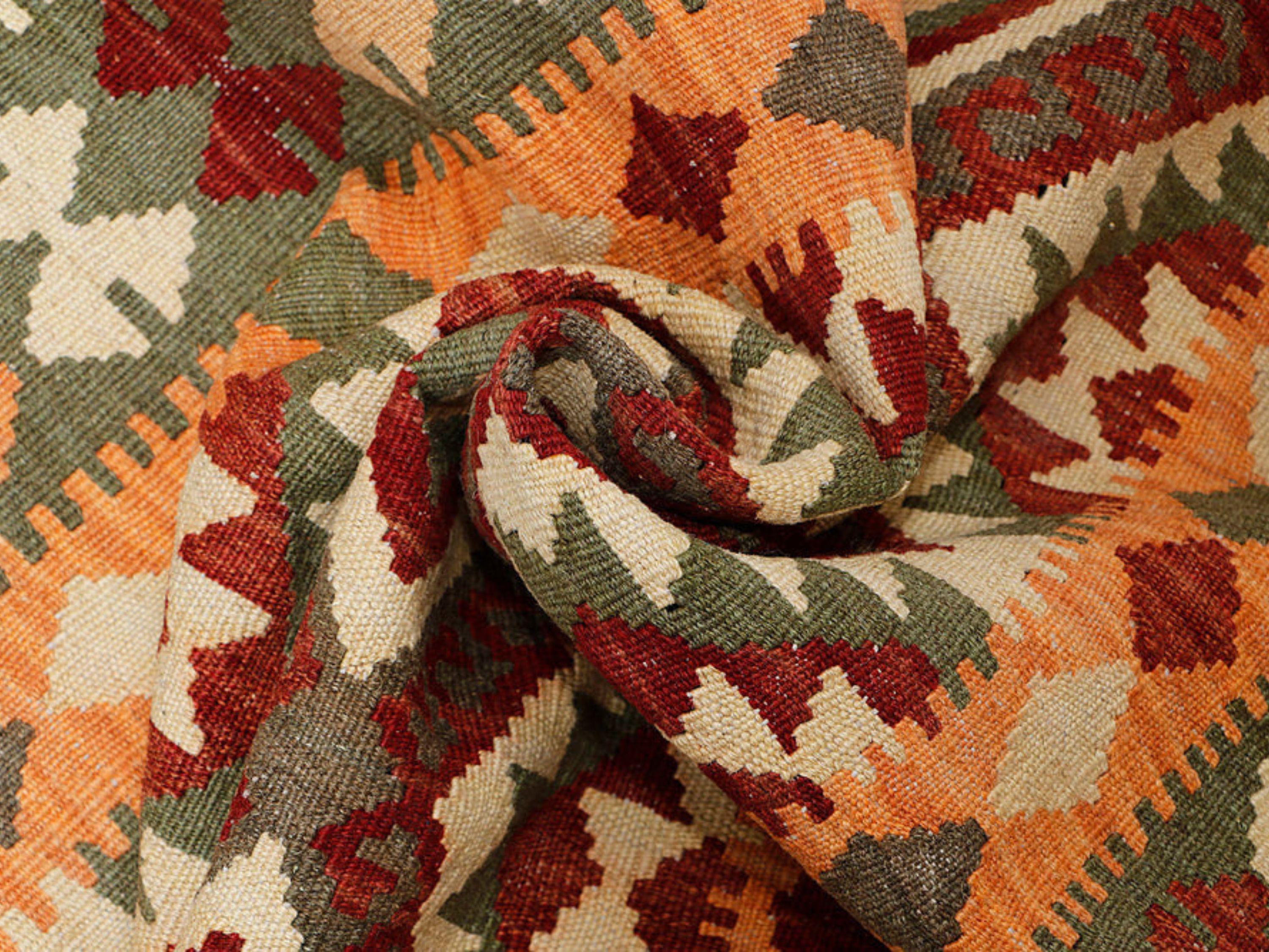 3x5 Terracotta Kilim Rug, Orange Rust Afghan Wool Flatweave Area Rug, Handwoven Veggie Dye Southwestern Diamond Bedroom Decor