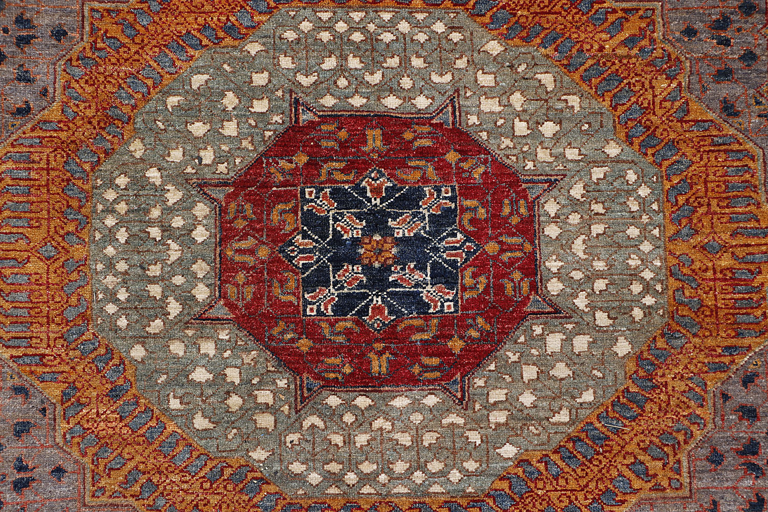 Mamluk Persian Hand Knotted Wool Rug Blue 10' x 14'