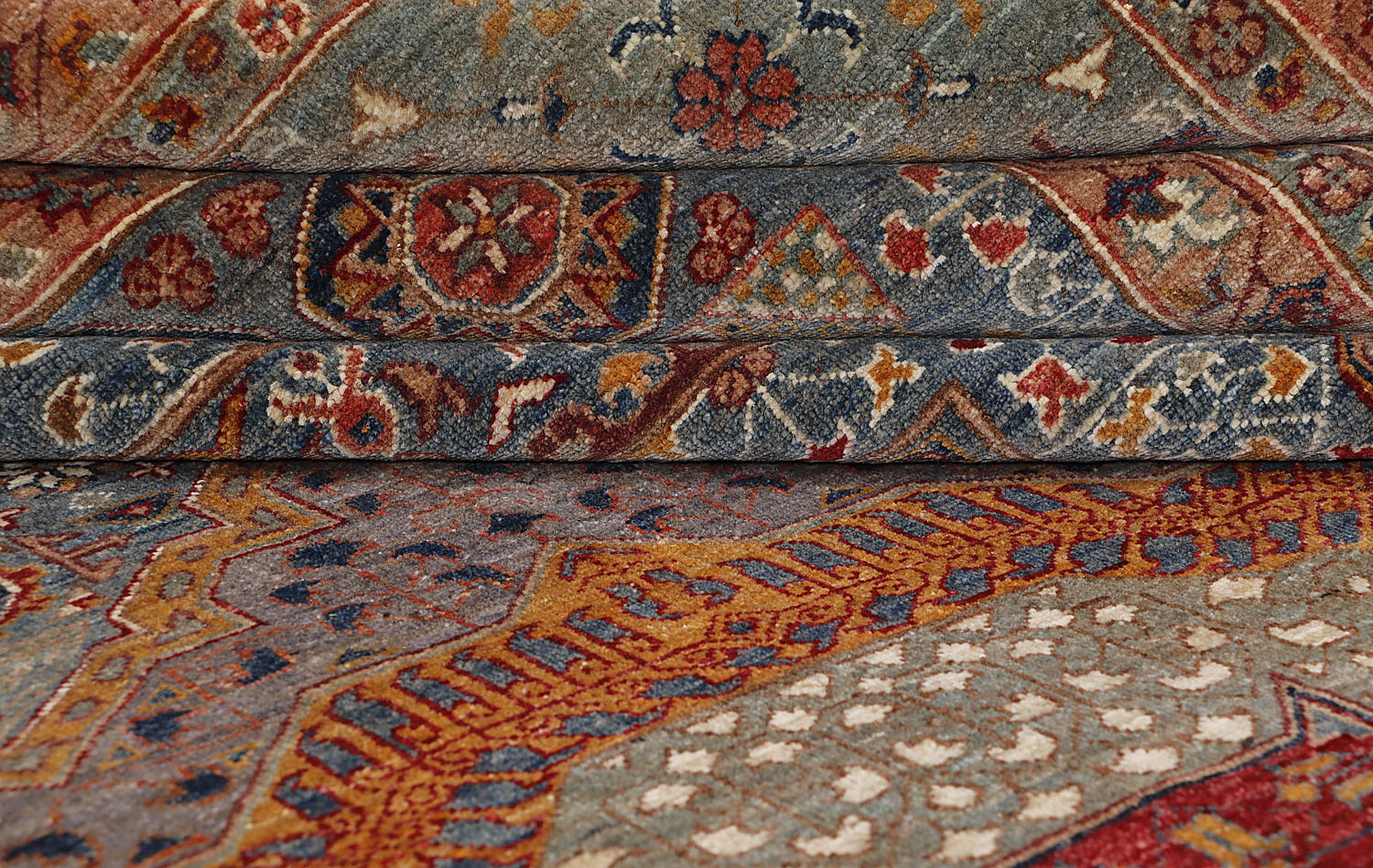 Mamluk Persian Hand Knotted Wool Rug Blue 10' x 14'