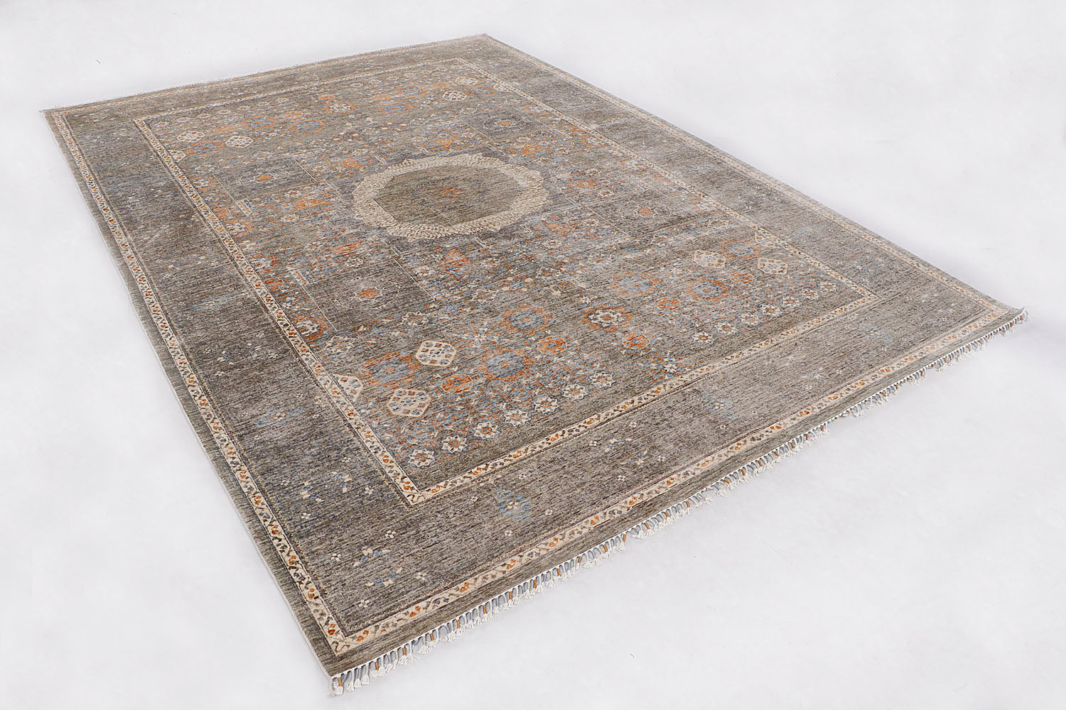 Mamluk Persian Hand Knotted Wool Rug Gray 9' x 13'