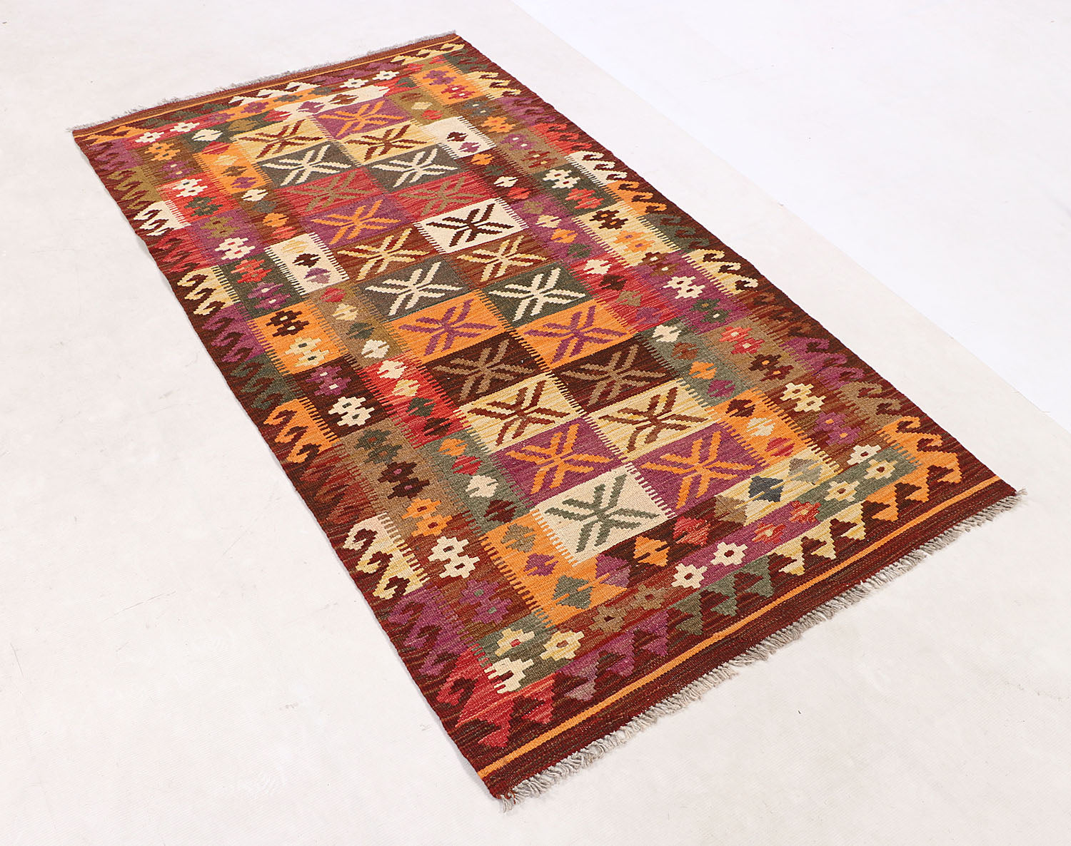 3' 3" X 6'  Multy Handmade Veggie Dye Kilim Rug Rectangular