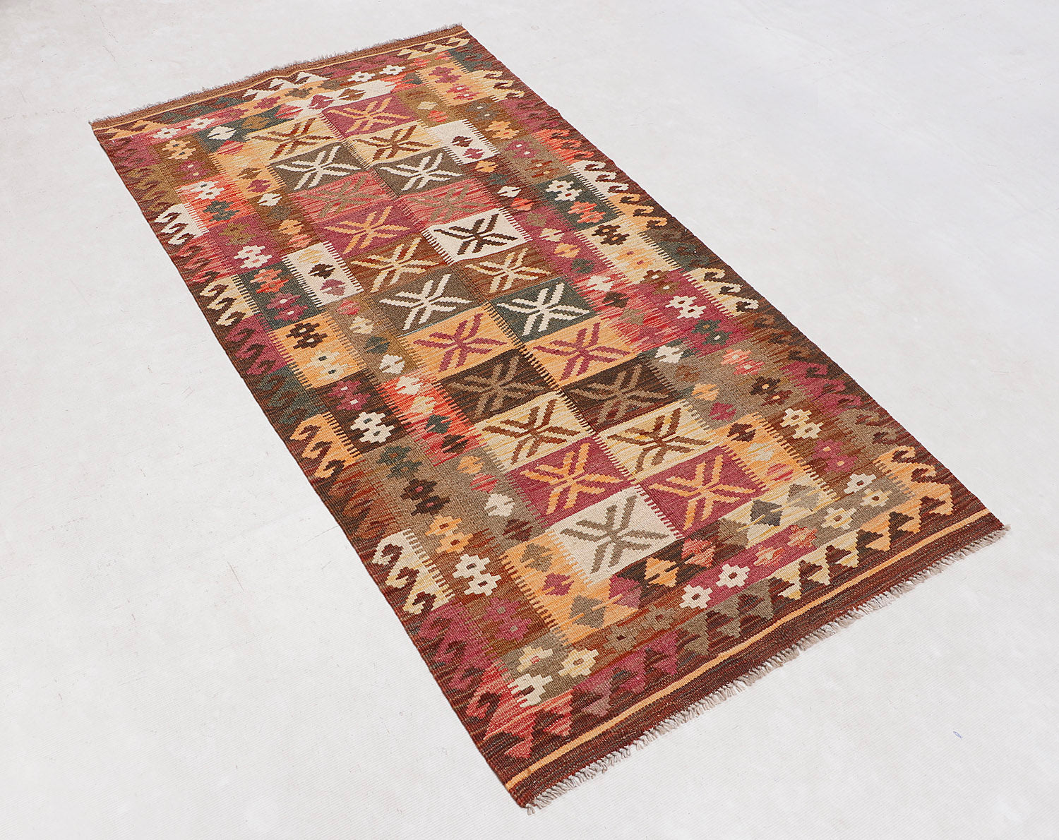 3' 3" X 6'  Multy Handmade Veggie Dye Kilim Rug Rectangular