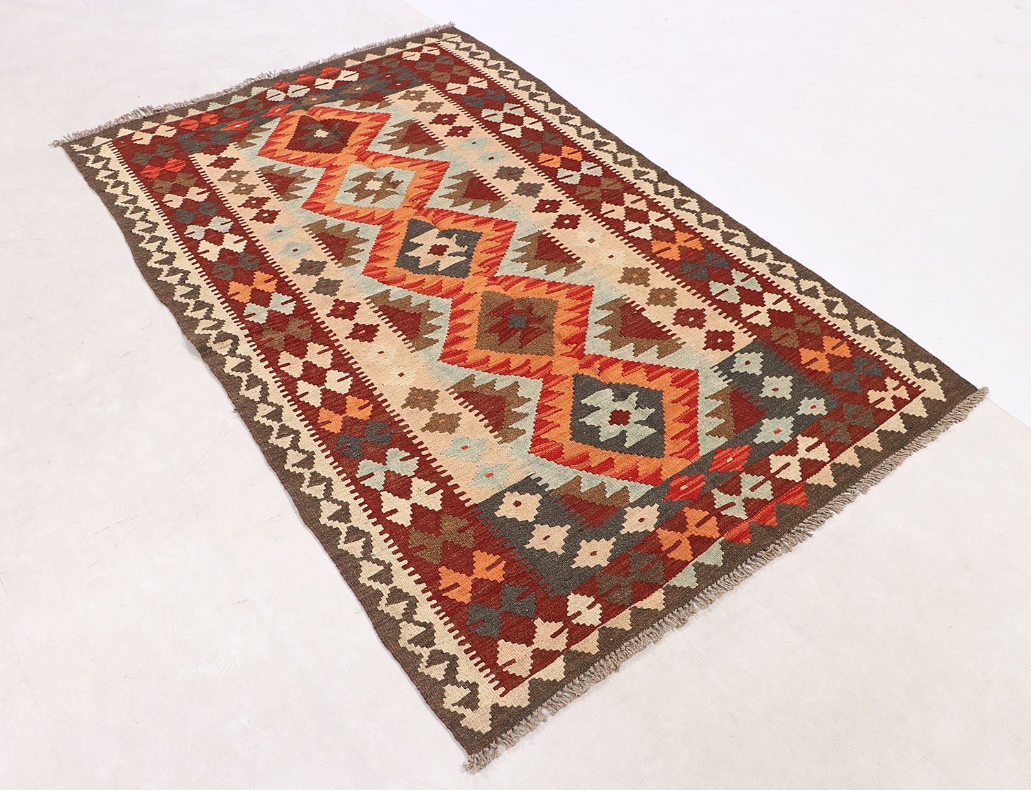 4' 6" x 6' 6  Multy Handmade Veggie Dye Kilim Rug Rectangular