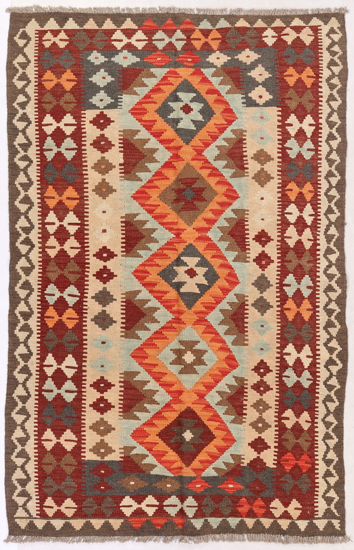 4' 6" x 6' 6  Multy Handmade Veggie Dye Kilim Rug Rectangular