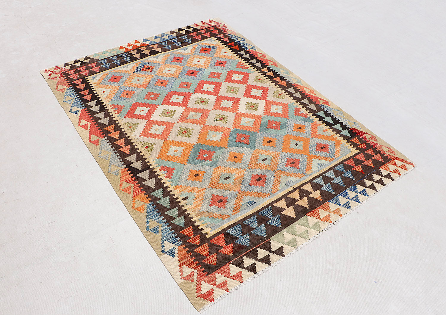 4' 6" x 6' 6  Multy Handmade Veggie Dye Kilim Rug Rectangular