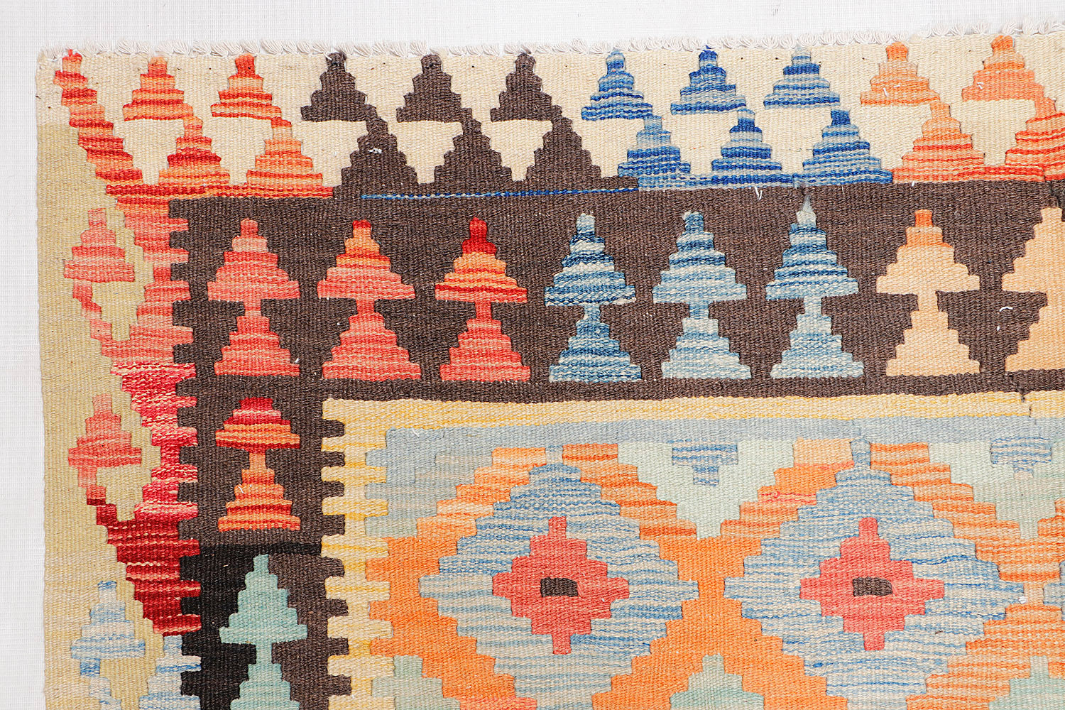 4' 6" x 6' 6  Multy Handmade Veggie Dye Kilim Rug Rectangular
