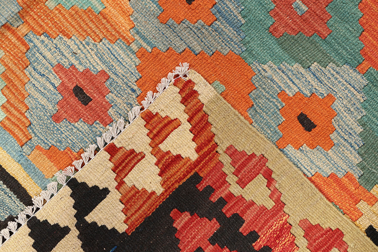 4' 6" x 6' 6  Multy Handmade Veggie Dye Kilim Rug Rectangular