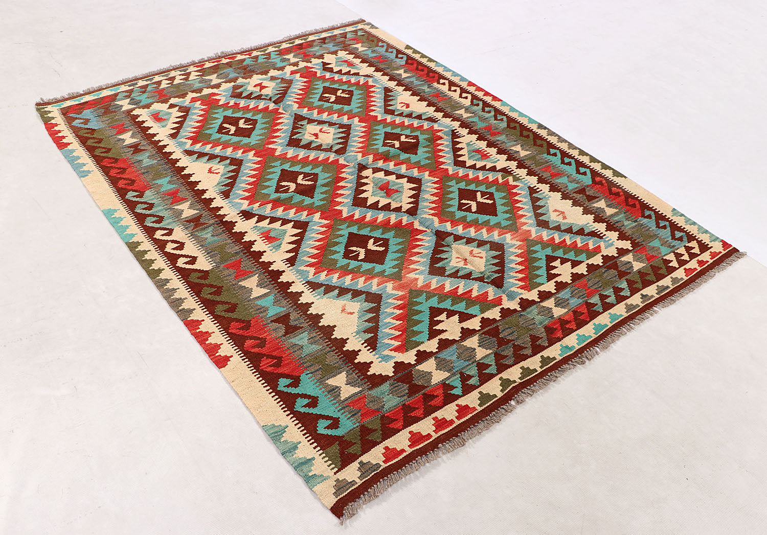 5' X 7'  Multy Handmade Veggie Dye Kilim Rug Rectangular