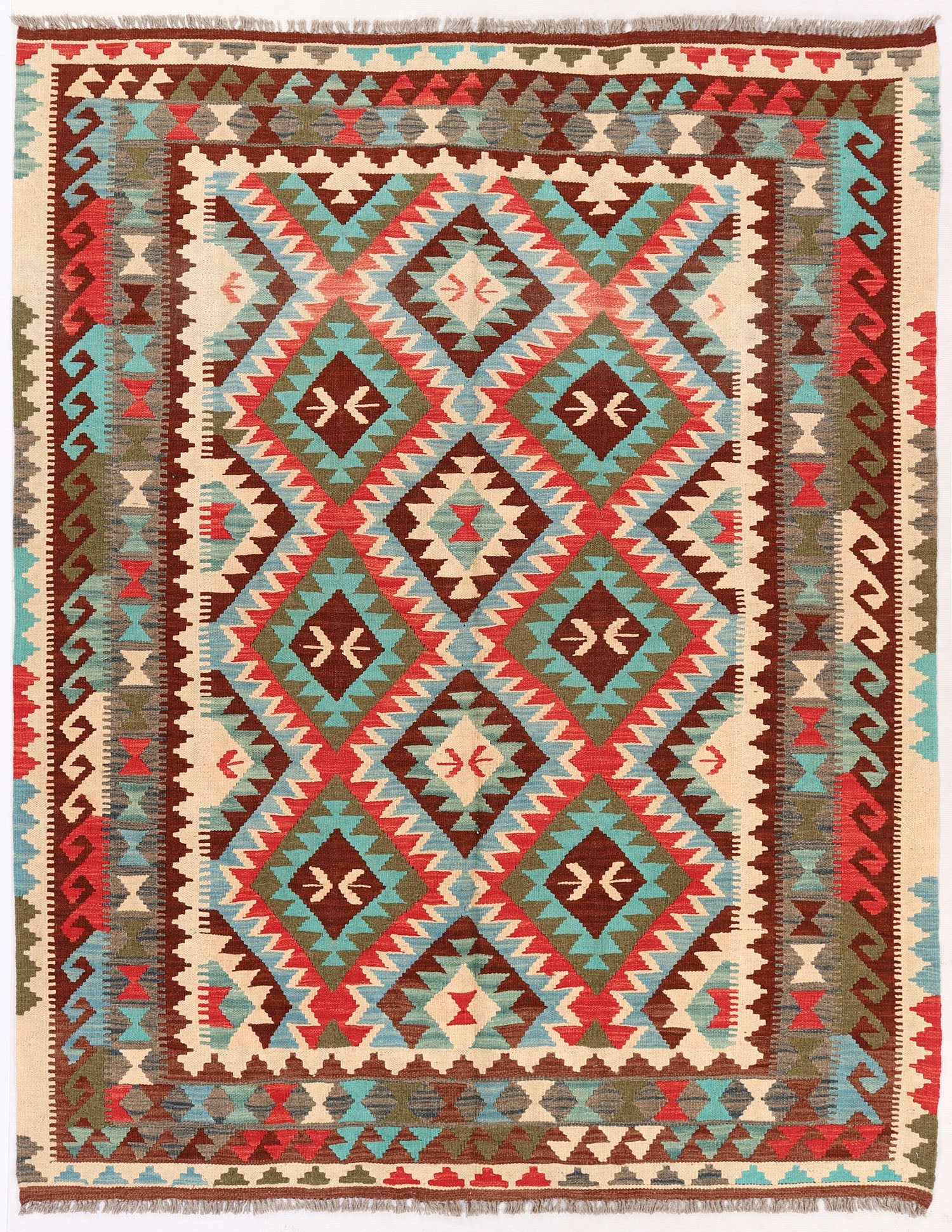 5' X 7'  Multy Handmade Veggie Dye Kilim Rug Rectangular