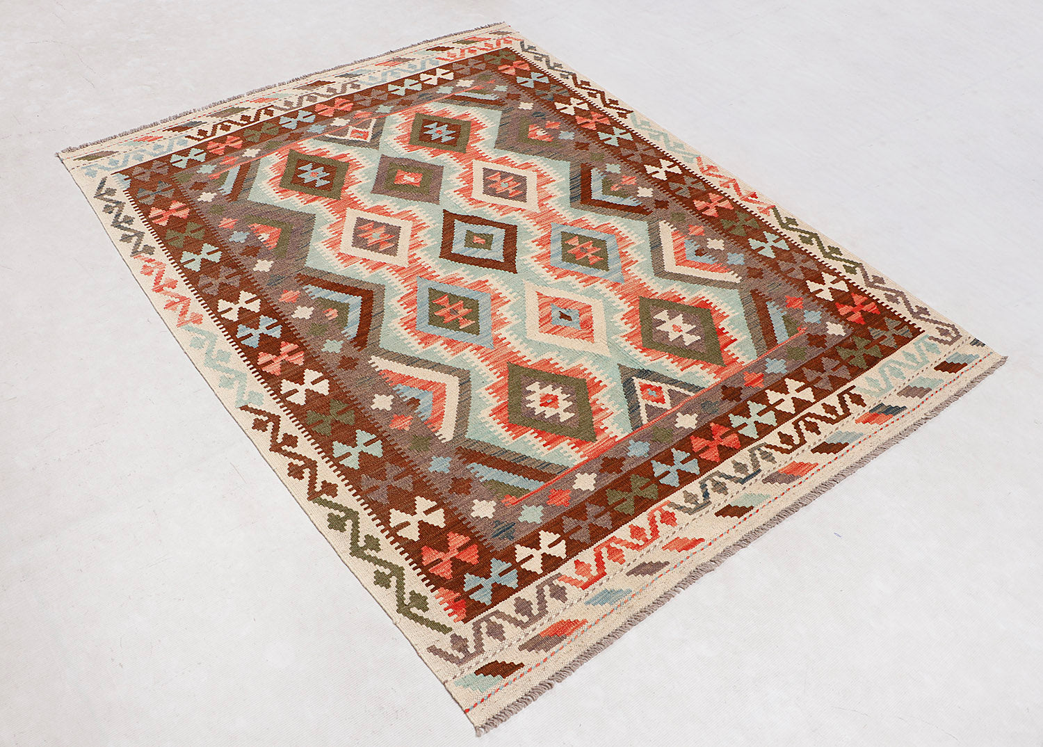 4' 6" x 6' 6  Multy Handmade Veggie Dye Kilim Rug Rectangular