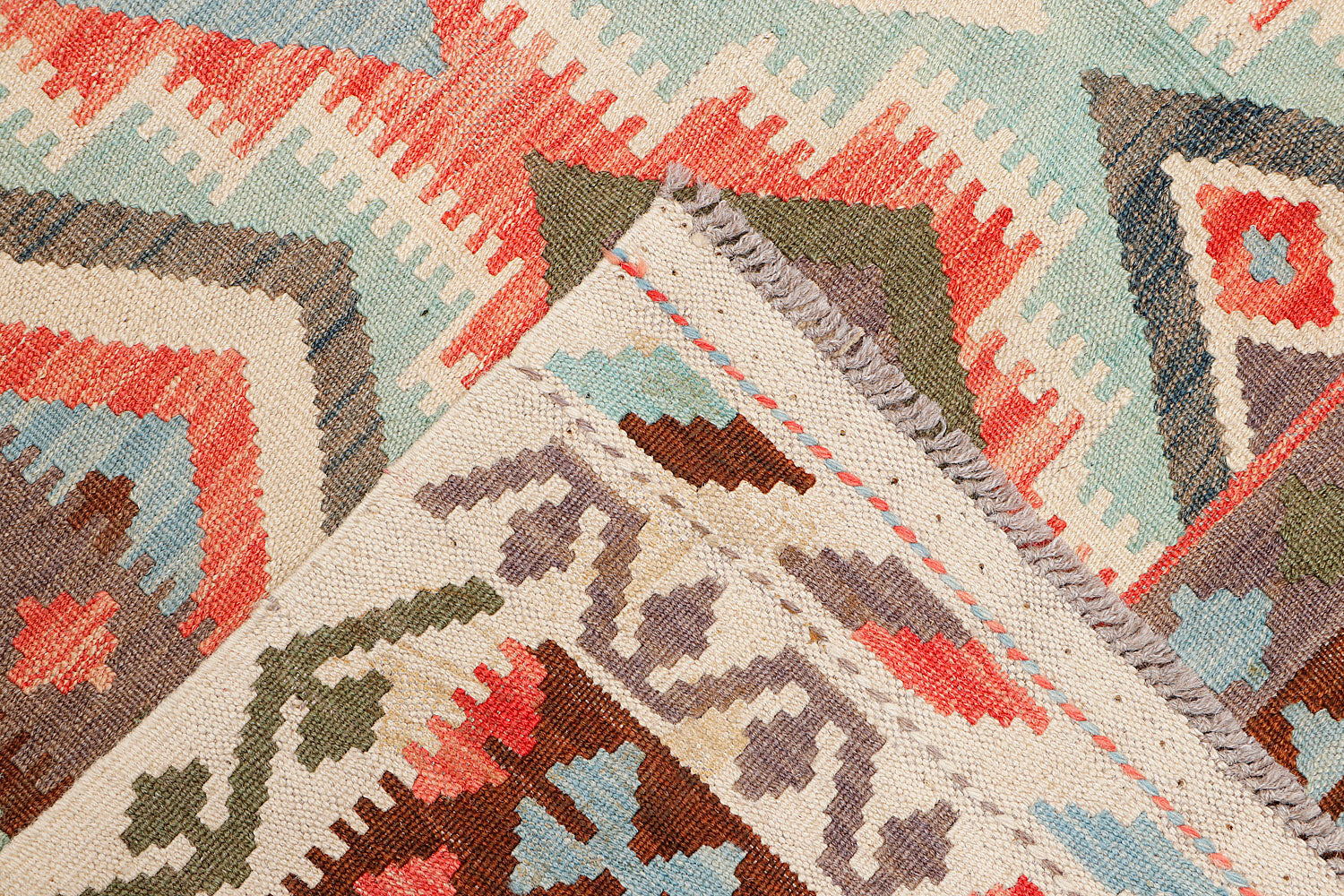 4' 6" x 6' 6  Multy Handmade Veggie Dye Kilim Rug Rectangular