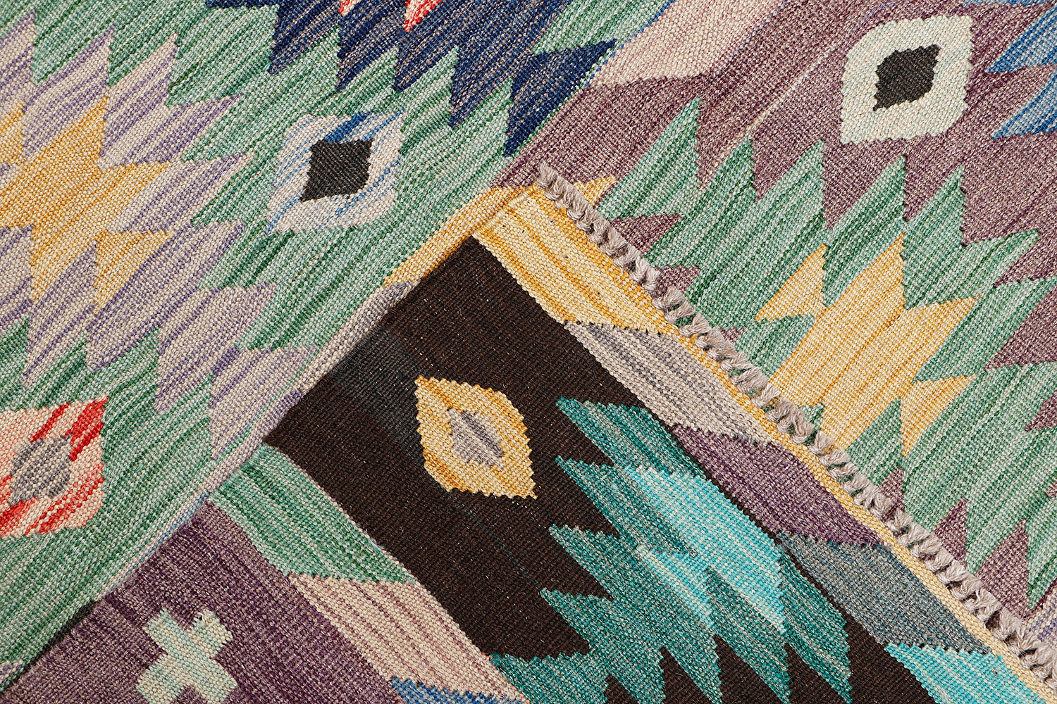 4' 6" x 6' 6  Multy Handmade Veggie Dye Kilim Rug Rectangular