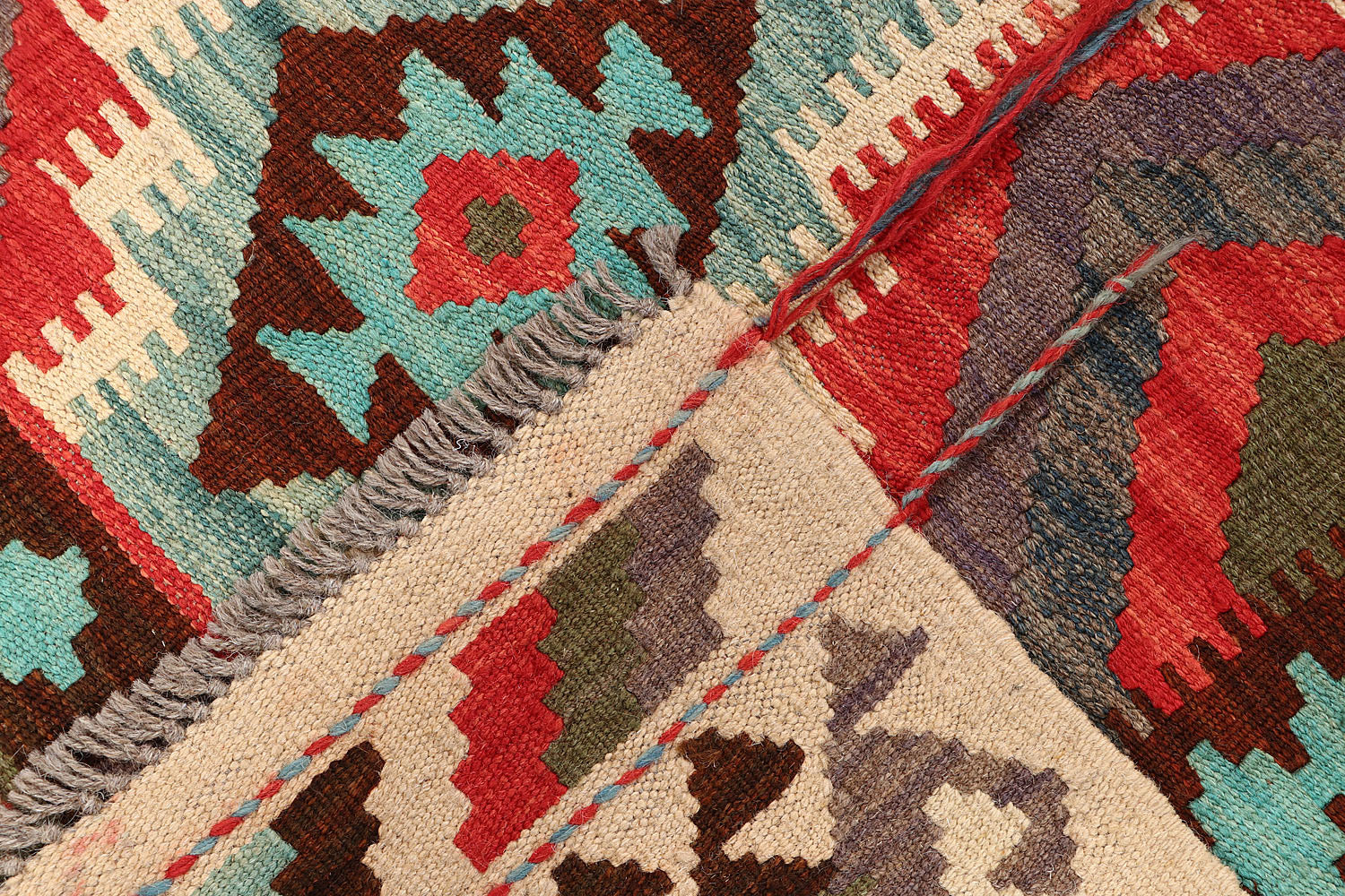 4' 6" x 6' 6  Multy Handmade Veggie Dye Kilim Rug Rectangular