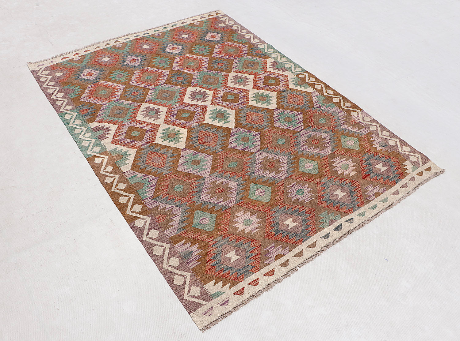 4' 6" x 6' 6  Multy Handmade Veggie Dye Kilim Rug Rectangular