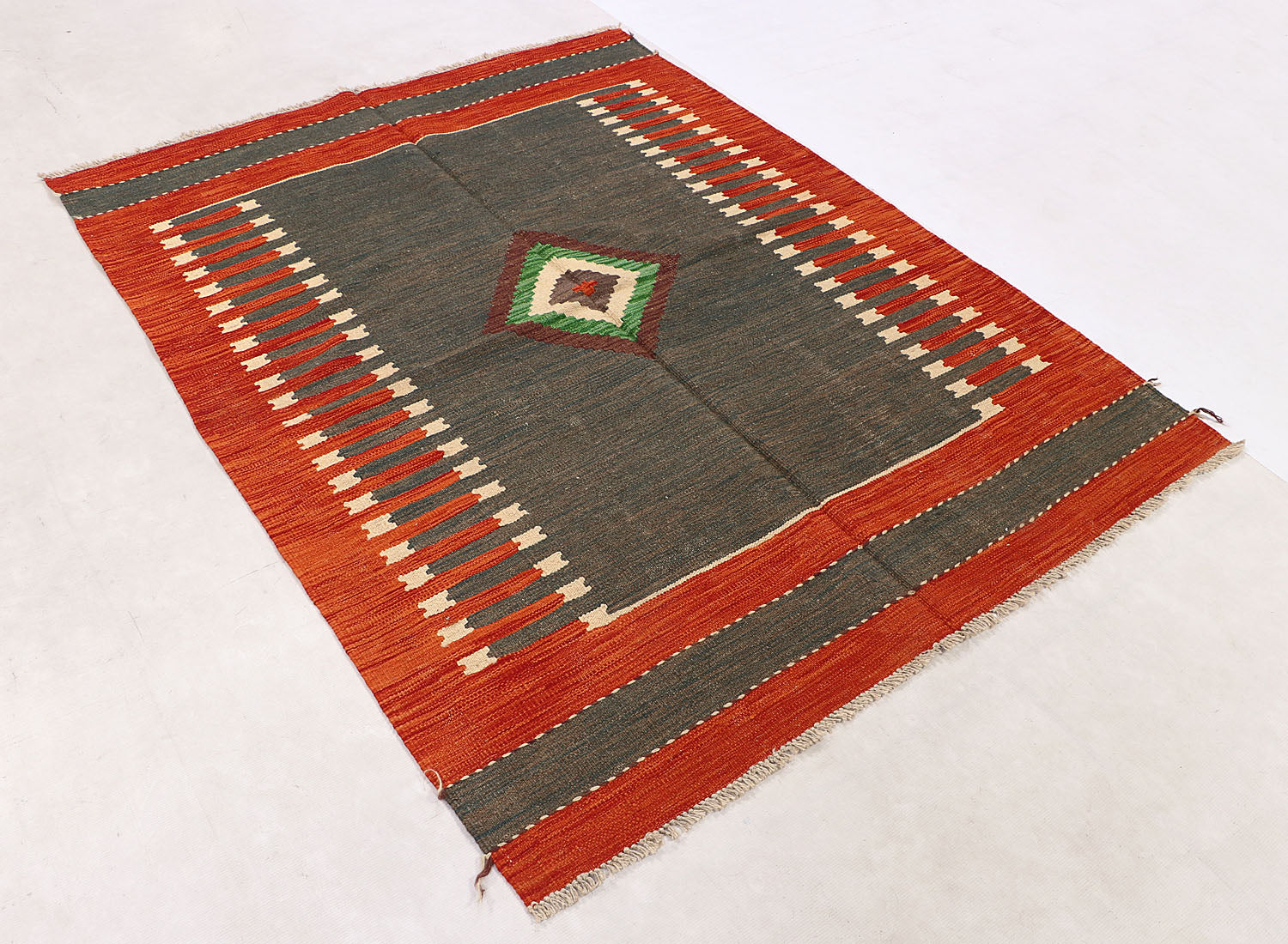 4' 6" x 6' 6  Multy Handmade Veggie Dye Kilim Rug Rectangular