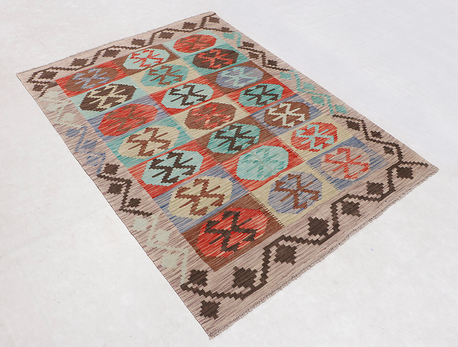 4' 6" x 6' 6  Multy Handmade Veggie Dye Kilim Rug Rectangular