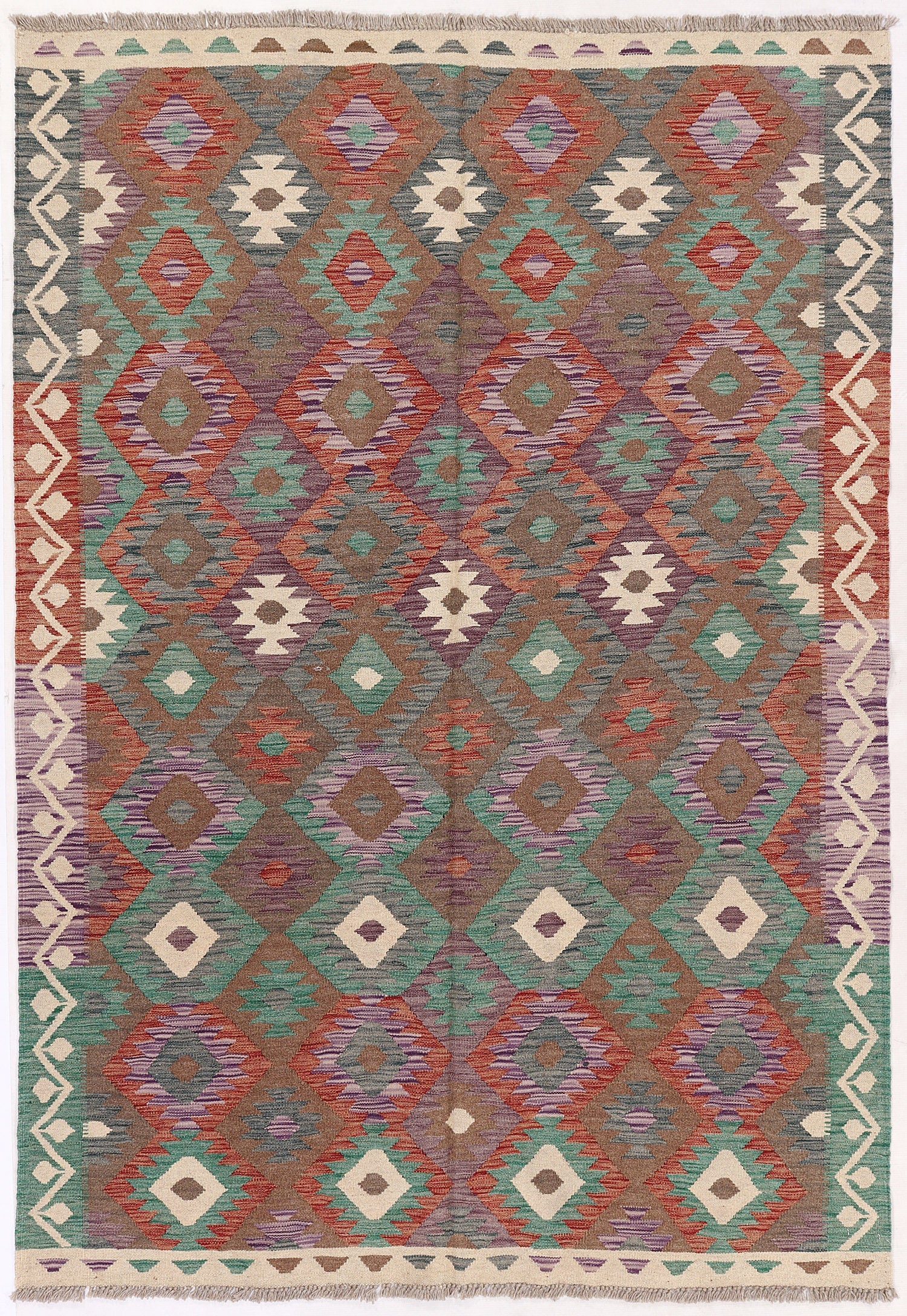 5' X 7'  Multy Handmade Veggie Dye Kilim Rug Rectangular