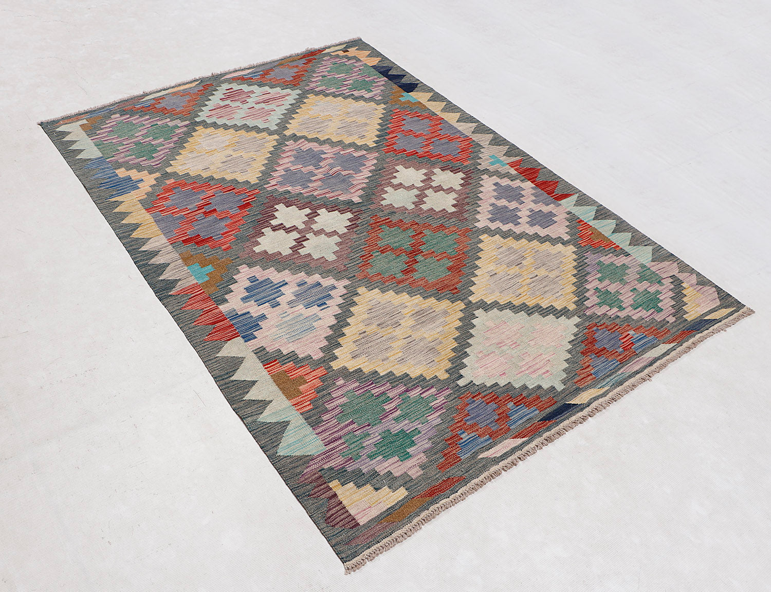 5' X 7'  Multy Handmade Veggie Dye Kilim Rug Rectangular