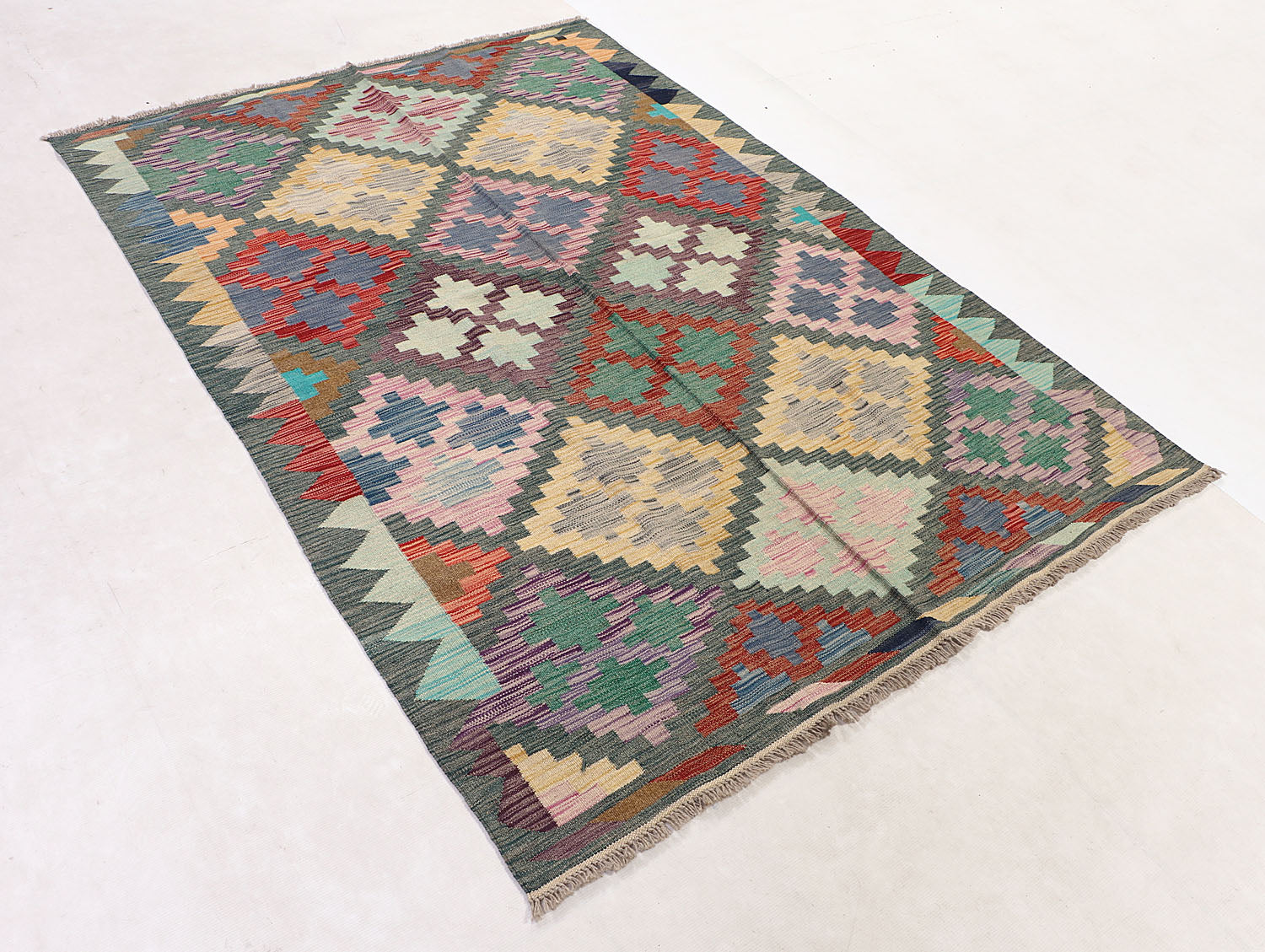 5' X 7'  Multy Handmade Veggie Dye Kilim Rug Rectangular