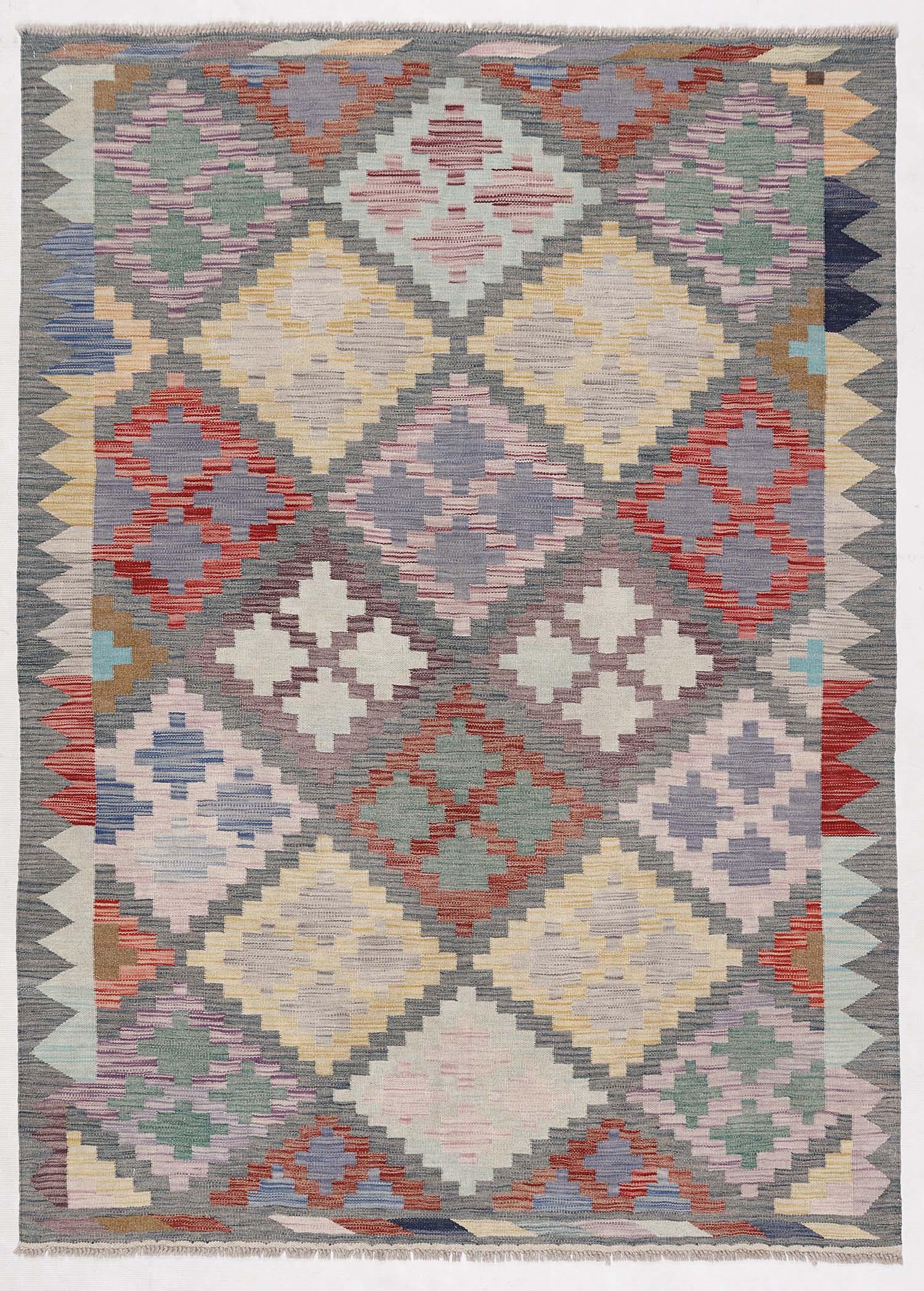 5' X 7'  Multy Handmade Veggie Dye Kilim Rug Rectangular