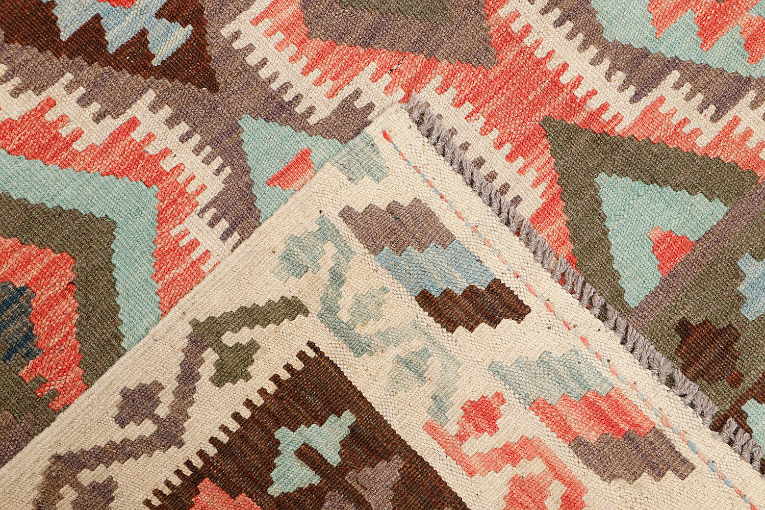4' 6" x 6' 6  Multy Handmade Veggie Dye Kilim Rug Rectangular