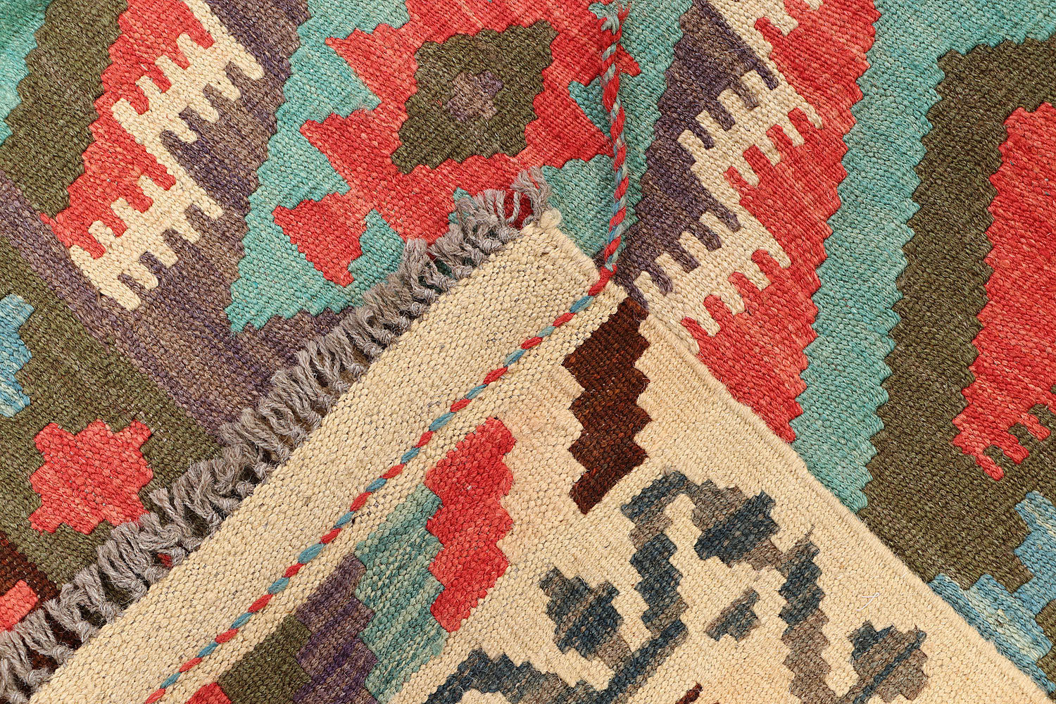 4' 6" x 6' 6  Multy Handmade Veggie Dye Kilim Rug Rectangular