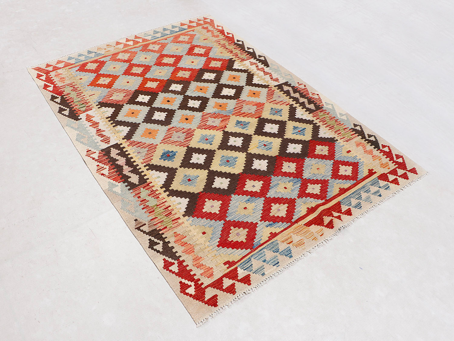 4' 6" x 6' 6  Multy Handmade Veggie Dye Kilim Rug Rectangular