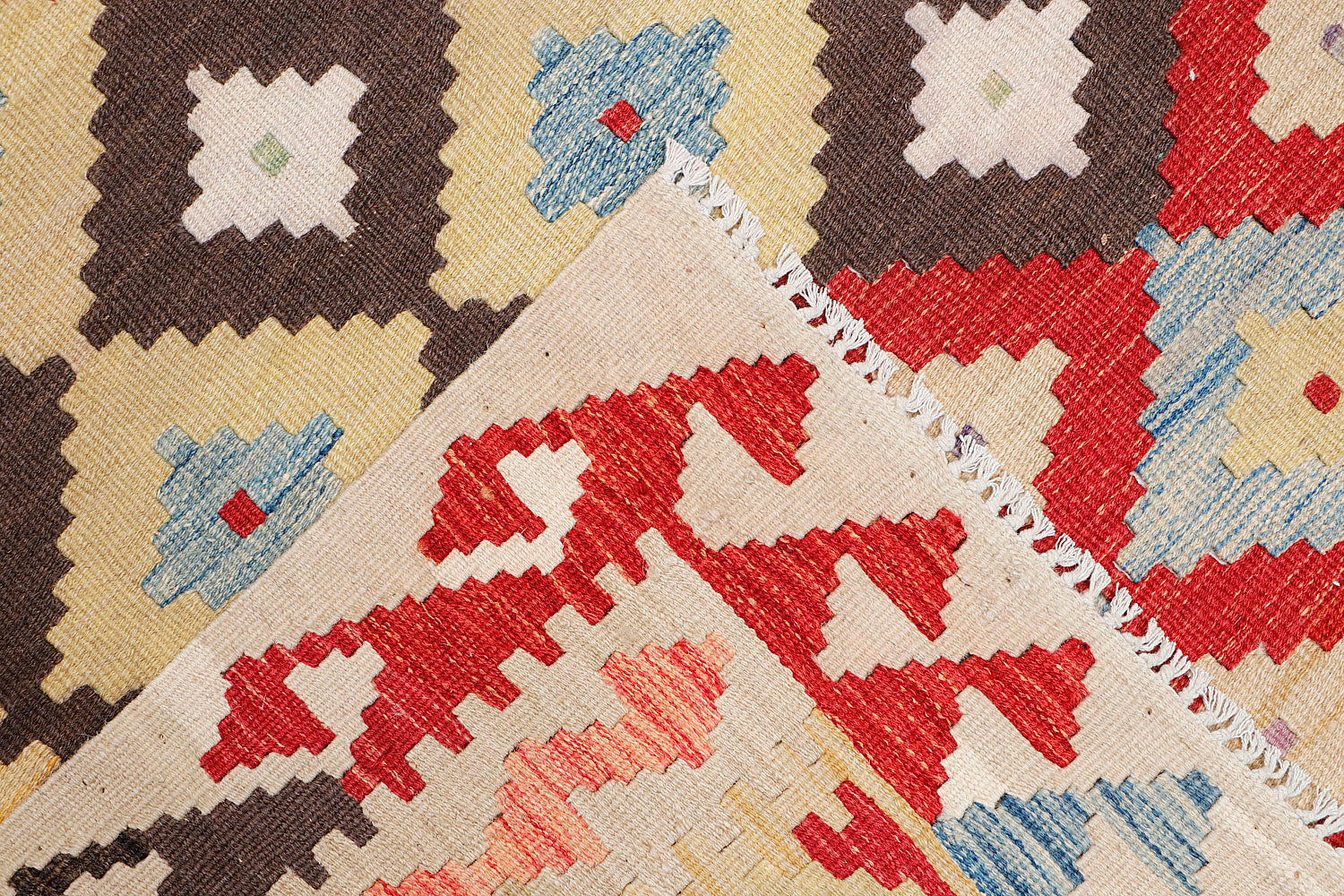 4' 6" x 6' 6  Multy Handmade Veggie Dye Kilim Rug Rectangular