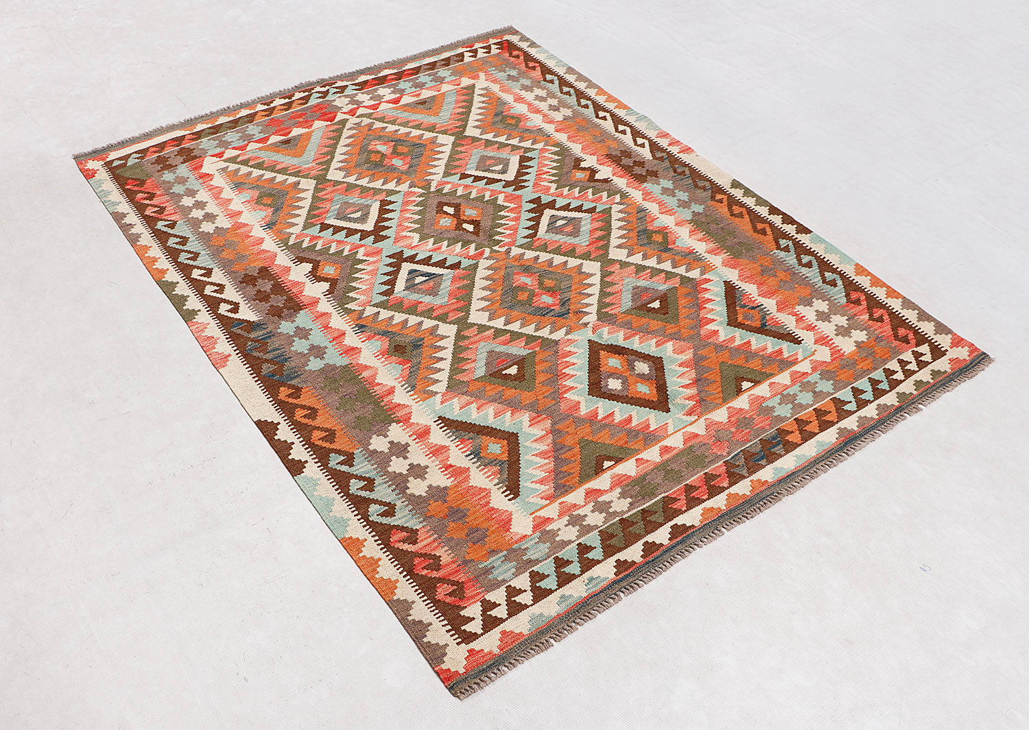 4' 6" x 6' 6  Multy Handmade Veggie Dye Kilim Rug Rectangular