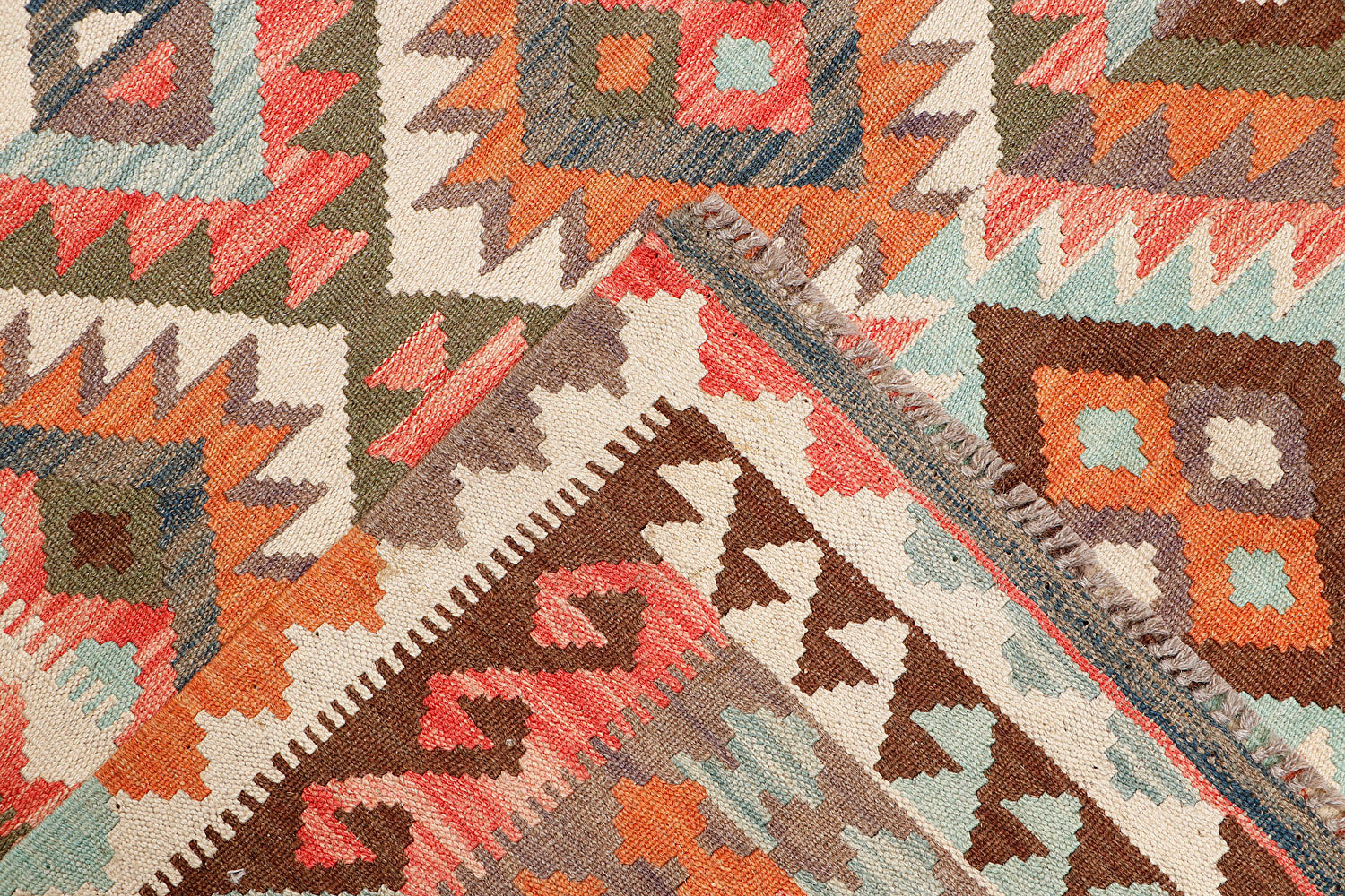 4' 6" x 6' 6  Multy Handmade Veggie Dye Kilim Rug Rectangular