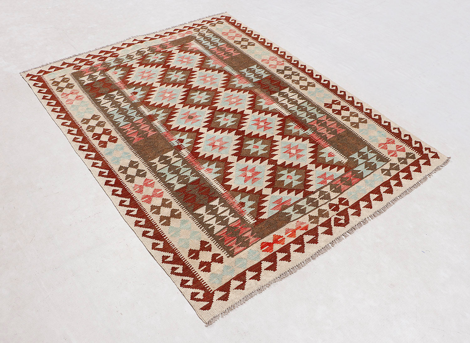 4' 6" x 6' 6  Multy Handmade Veggie Dye Kilim Rug Rectangular