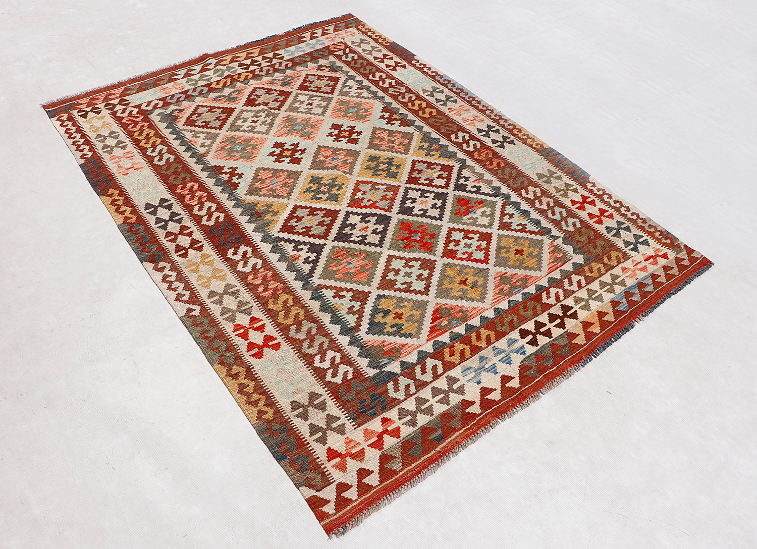 5' X 7'  Multy Handmade Veggie Dye Kilim Rug Rectangular