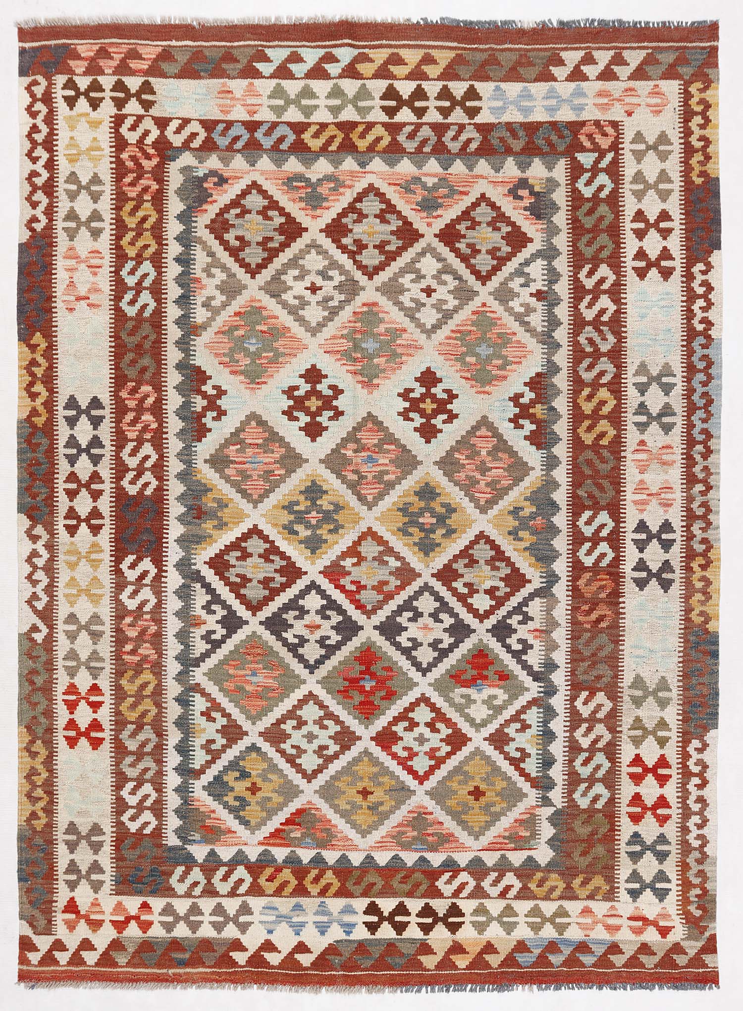 5' X 7'  Multy Handmade Veggie Dye Kilim Rug Rectangular