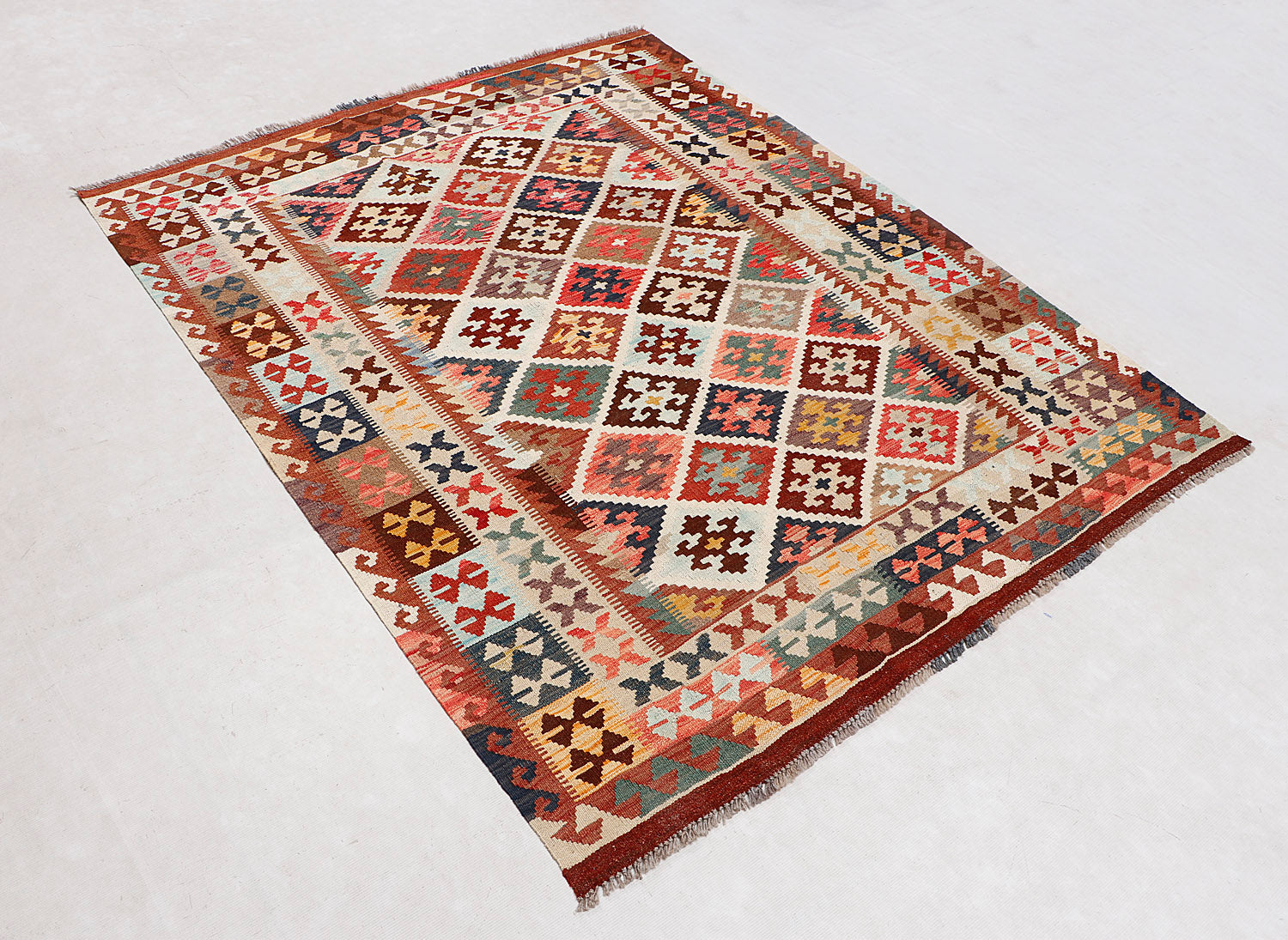 5' X 7'  Multy Handmade Veggie Dye Kilim Rug Rectangular