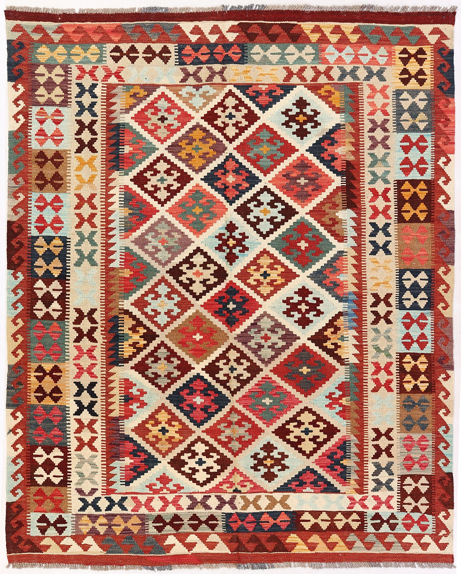 5' X 7'  Multy Handmade Veggie Dye Kilim Rug Rectangular
