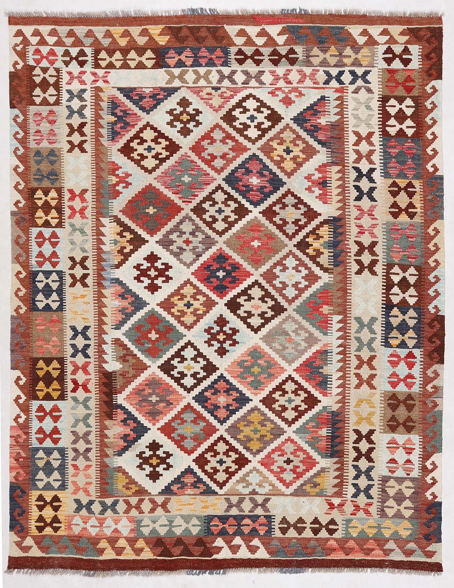 5' X 7'  Multy Handmade Veggie Dye Kilim Rug Rectangular