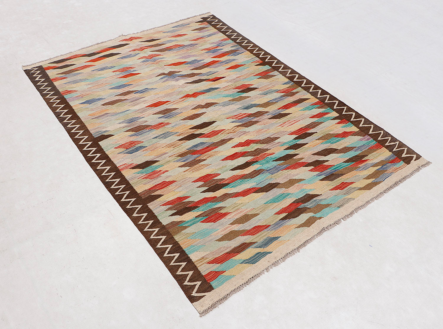 4' 6" x 6' 6  Multy Handmade Veggie Dye Kilim Rug Rectangular