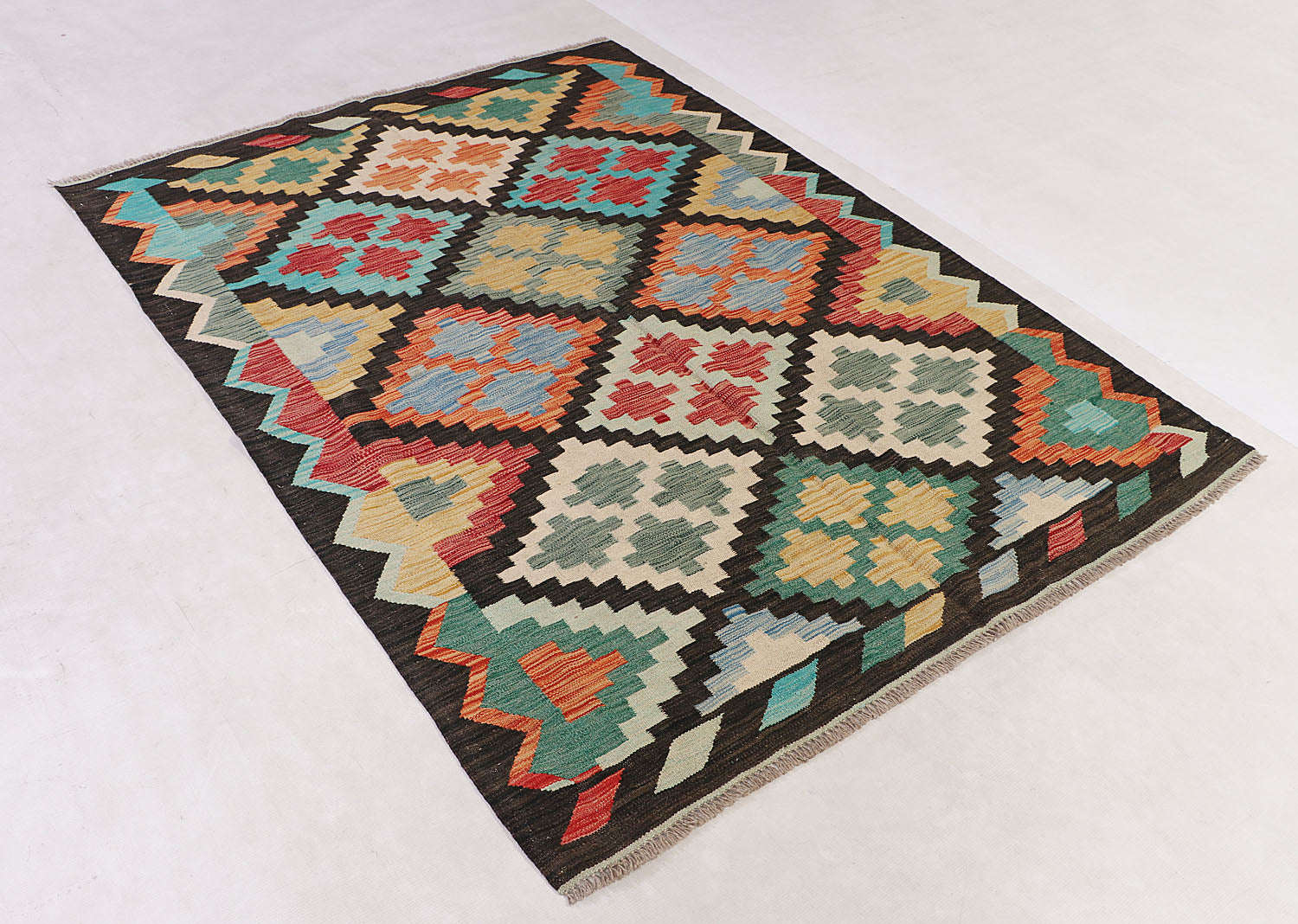 4' 6" x 6' 6  Multy Handmade Veggie Dye Kilim Rug Rectangular
