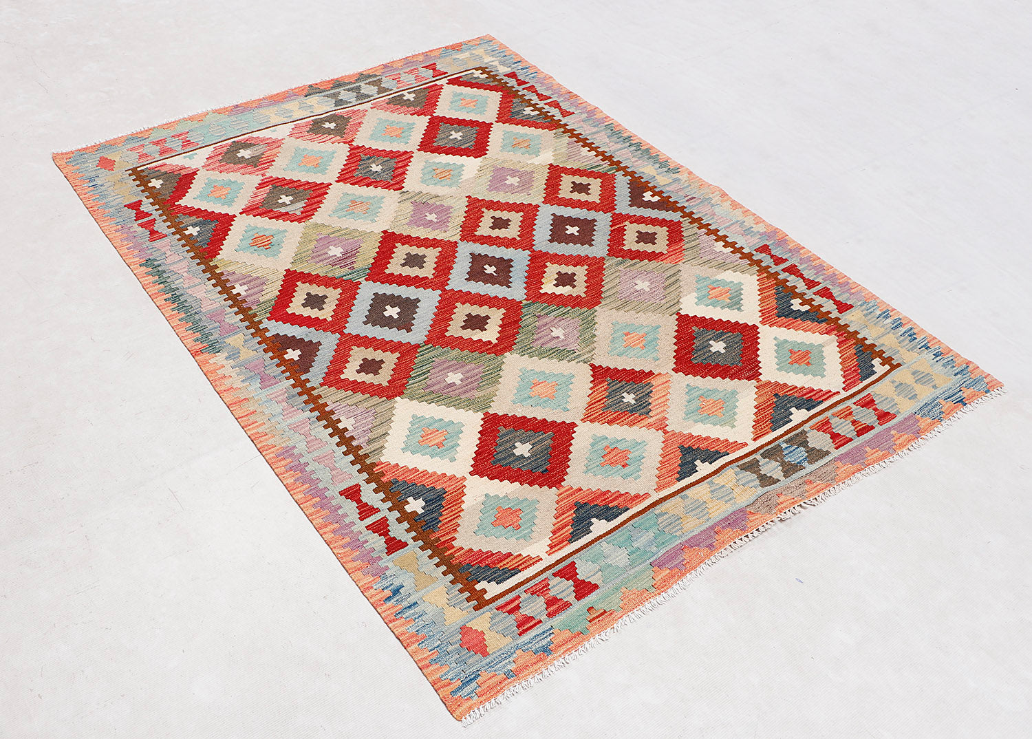 4' 6" x 6' 6  Multy Handmade Veggie Dye Kilim Rug Rectangular