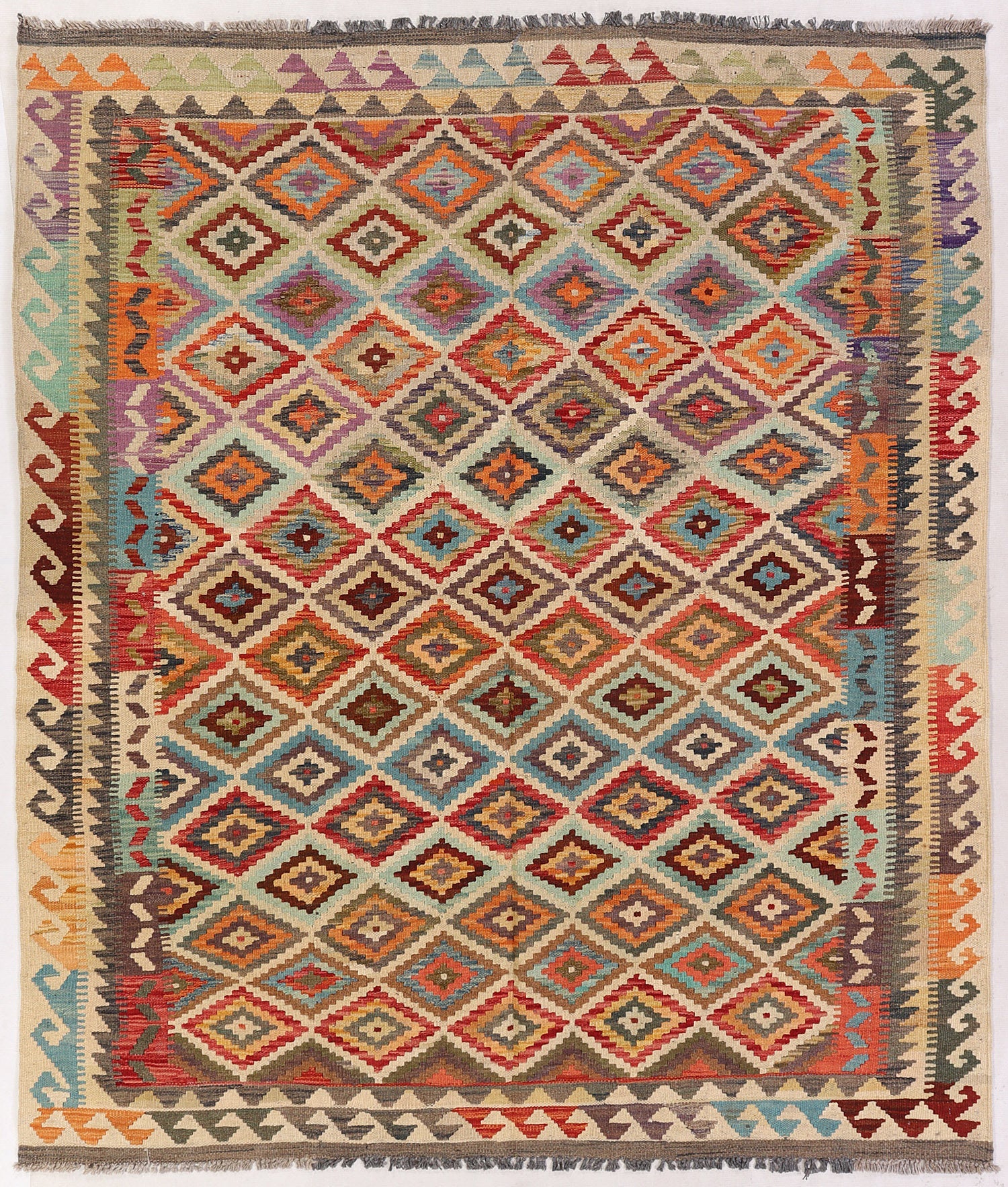 Multy Handmade Veggie Dye Kilim Rug Rectangular