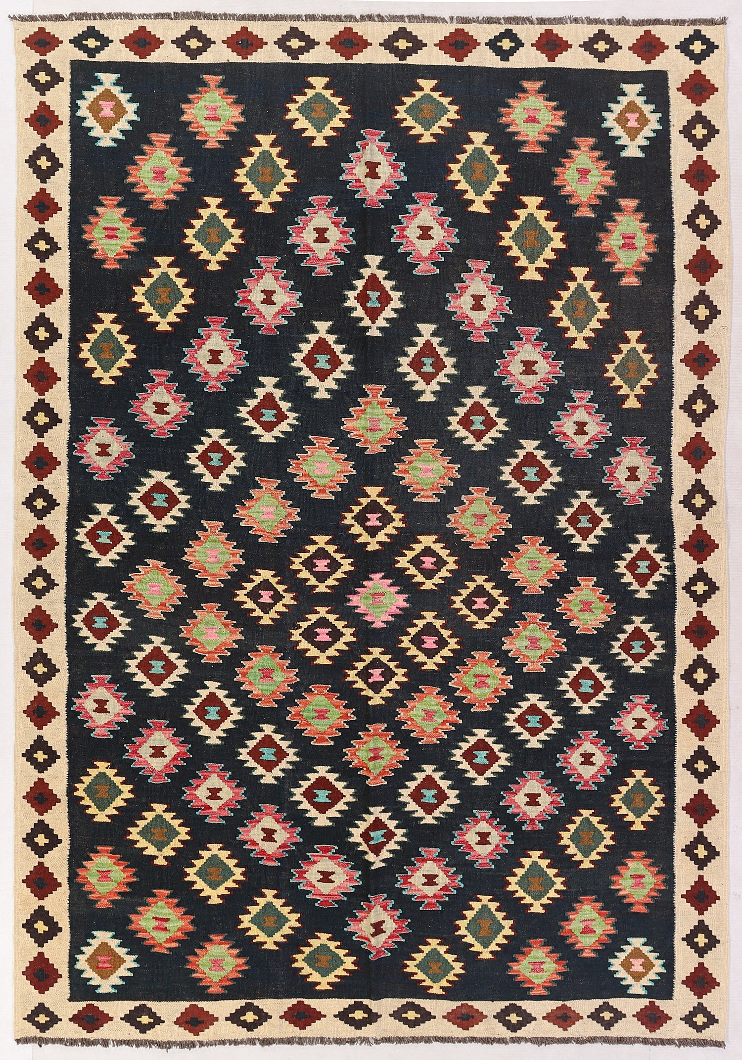 5' 6" X 8'  Multy Handmade Veggie Dye Kilim Rug Rectangular
