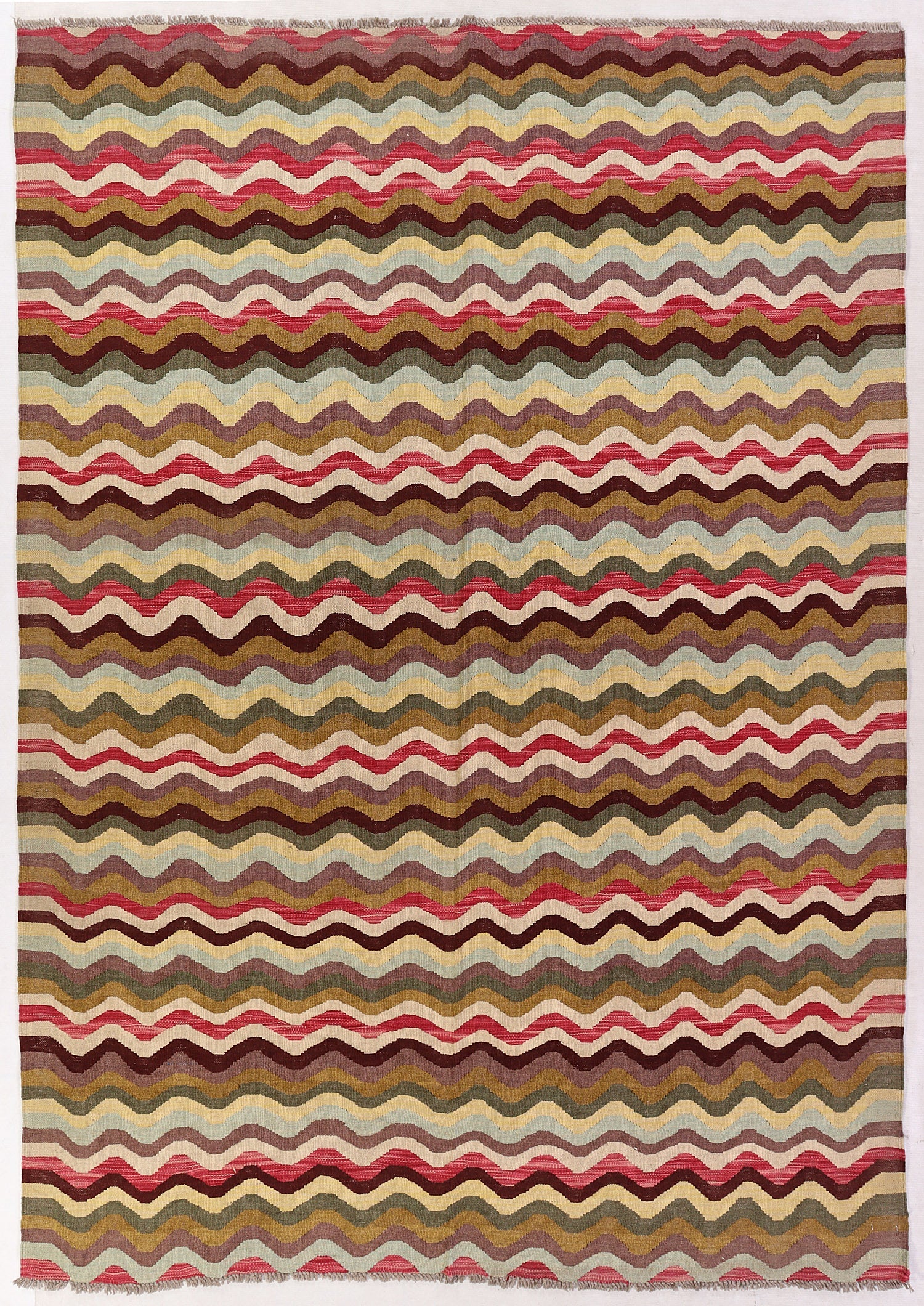 5' 6" X 8'  Multy Handmade Veggie Dye Kilim Rug Rectangular