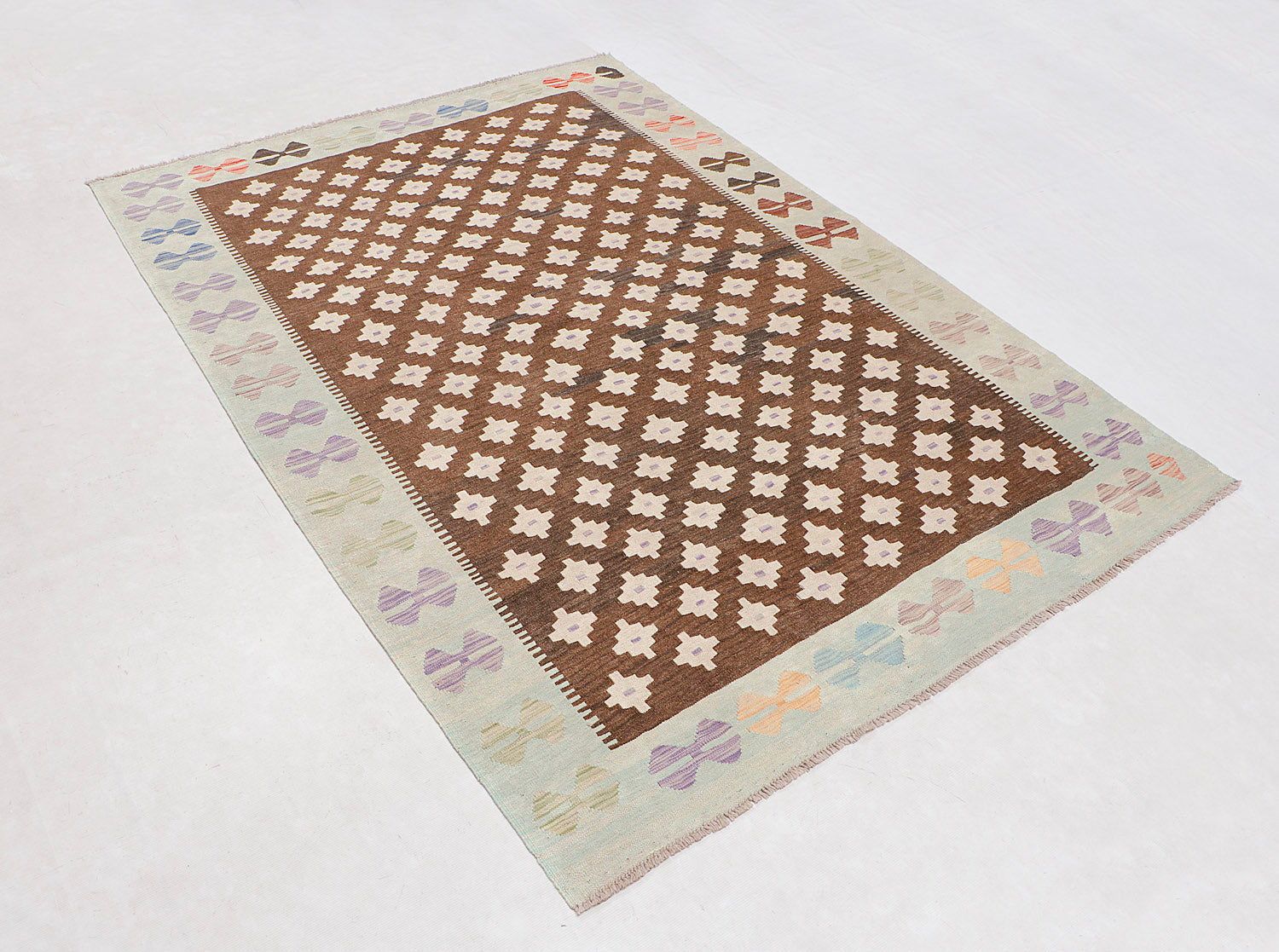 5' 6" X 8'  Multy Handmade Veggie Dye Kilim Rug Rectangular