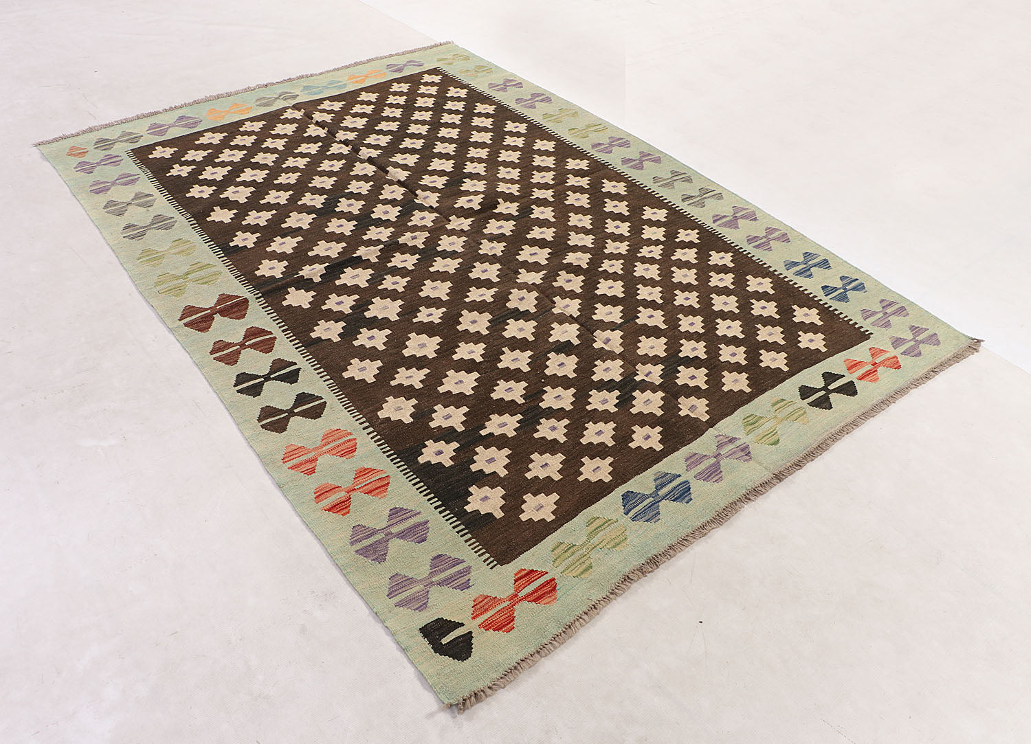 5' 6" X 8'  Multy Handmade Veggie Dye Kilim Rug Rectangular