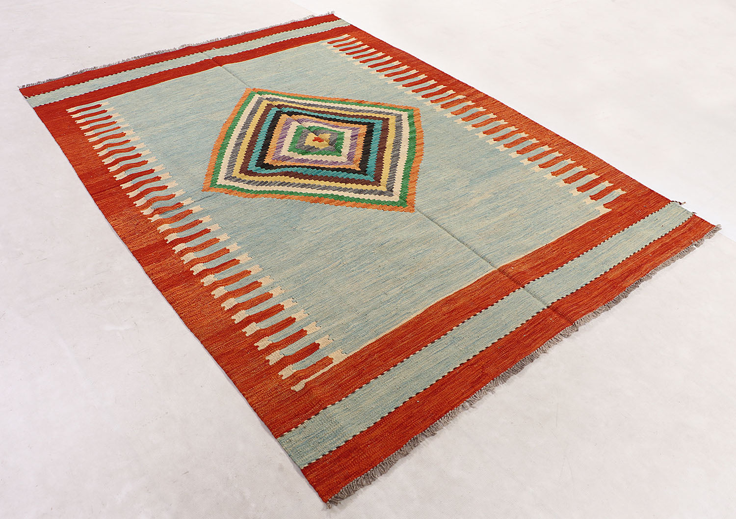 5' 6" X 8'  Multy Handmade Veggie Dye Kilim Rug Rectangular