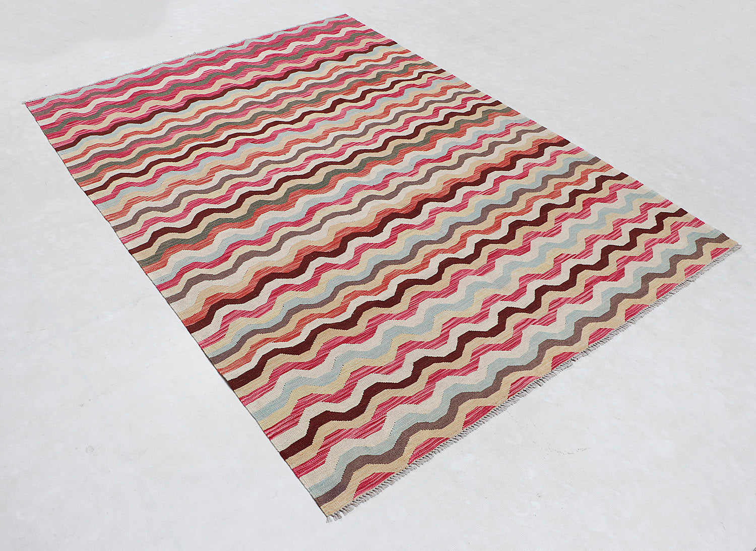 5' 6" X 8'  Multy Handmade Veggie Dye Kilim Rug Rectangular