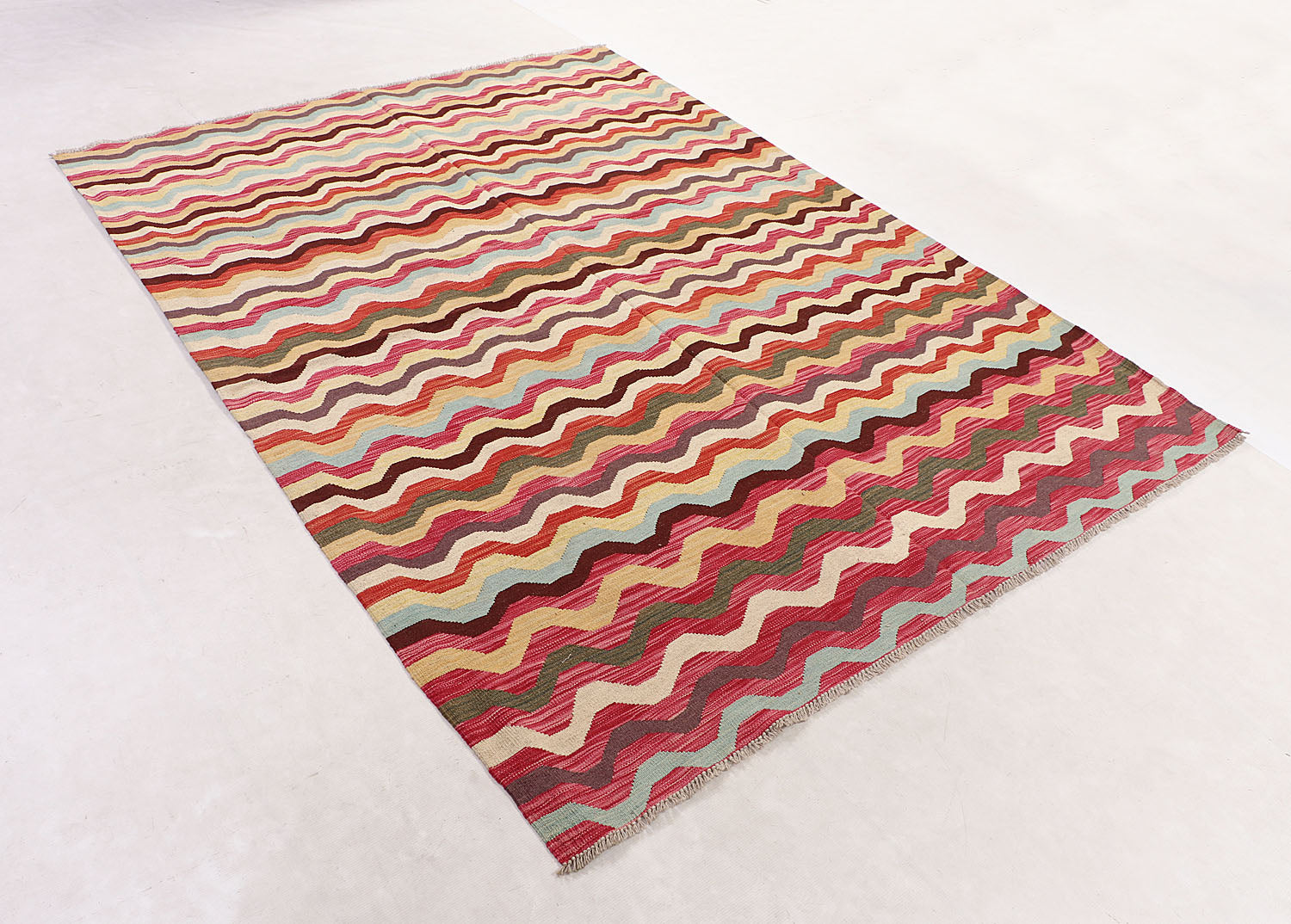 5' 6" X 8'  Multy Handmade Veggie Dye Kilim Rug Rectangular