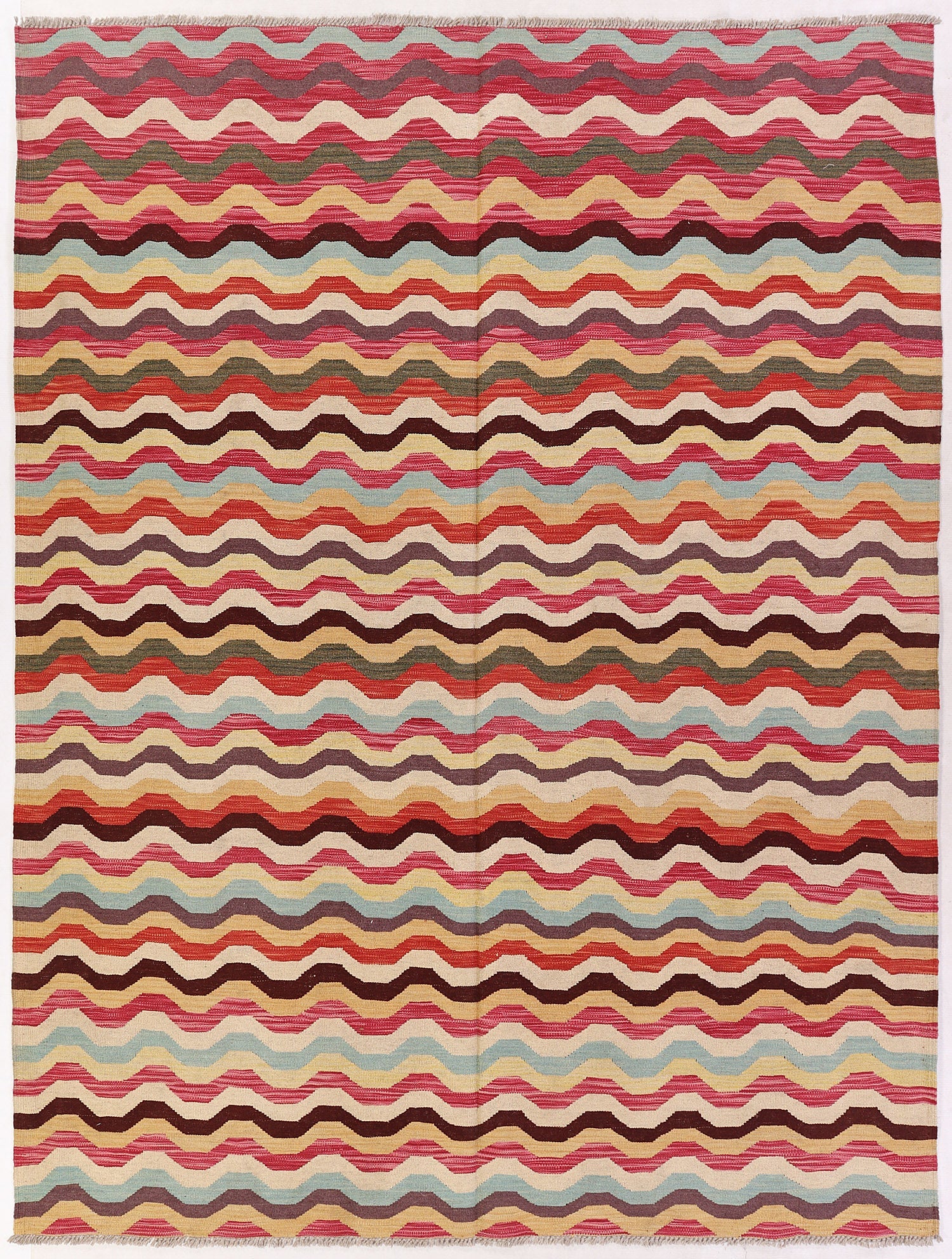 5' 6" X 8'  Multy Handmade Veggie Dye Kilim Rug Rectangular