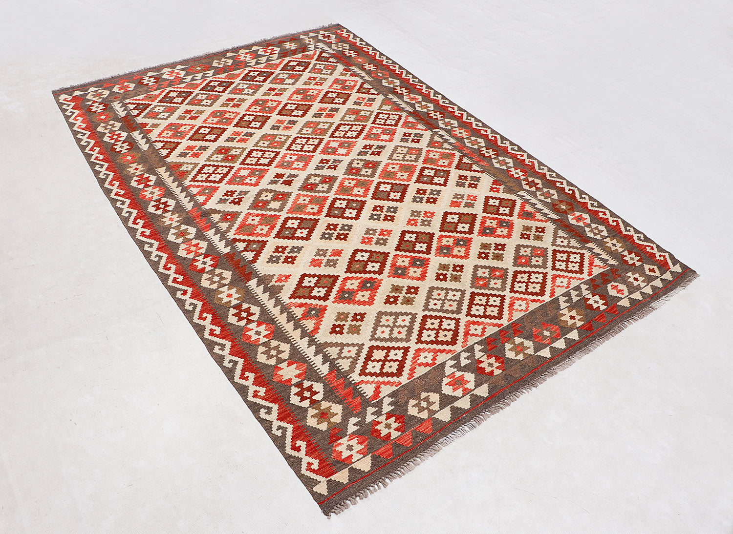 5' 6" X 8'  Multy Handmade Veggie Dye Kilim Rug Rectangular